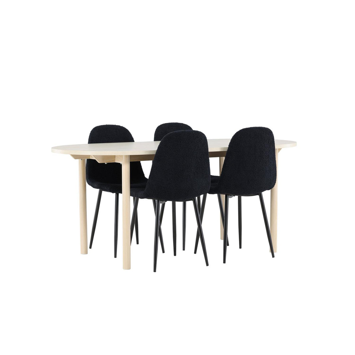 Essgruppe Esstisch Andy 180*90cm mit Stühlen Polar aus Teddy-Boucle-Essgruppen-Venture Home-le canapé