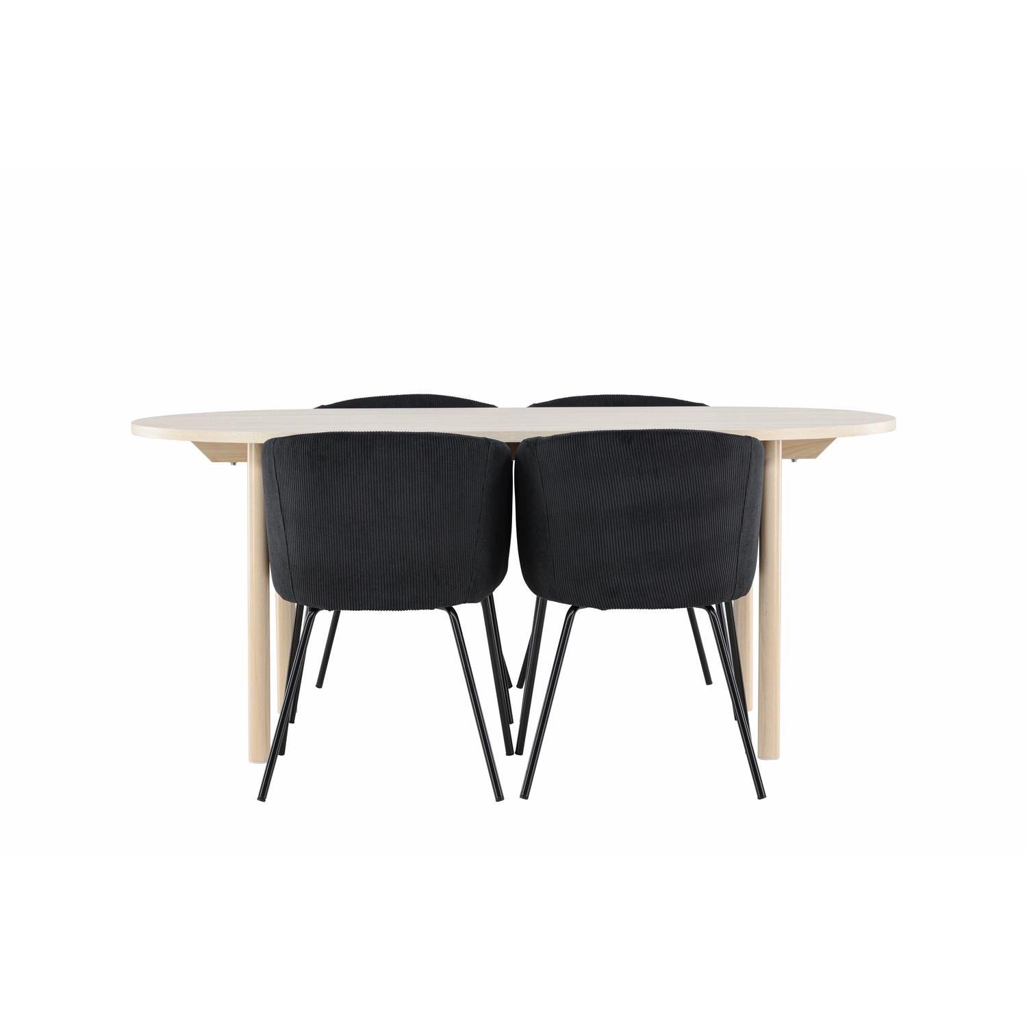 Essgruppe Esstisch Andy 180x90cm mit Stühlen Berit - Schwarz-Essgruppen-Venture Home-le canapé