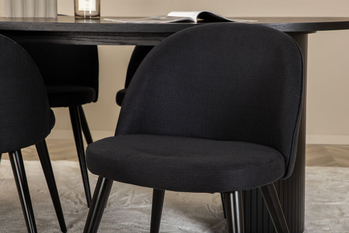 Essgruppe Esstisch Bianca 200*90cm mit Stühlen Velvet aus Samt-Essgruppen Oval-Venture Home-le canapé
