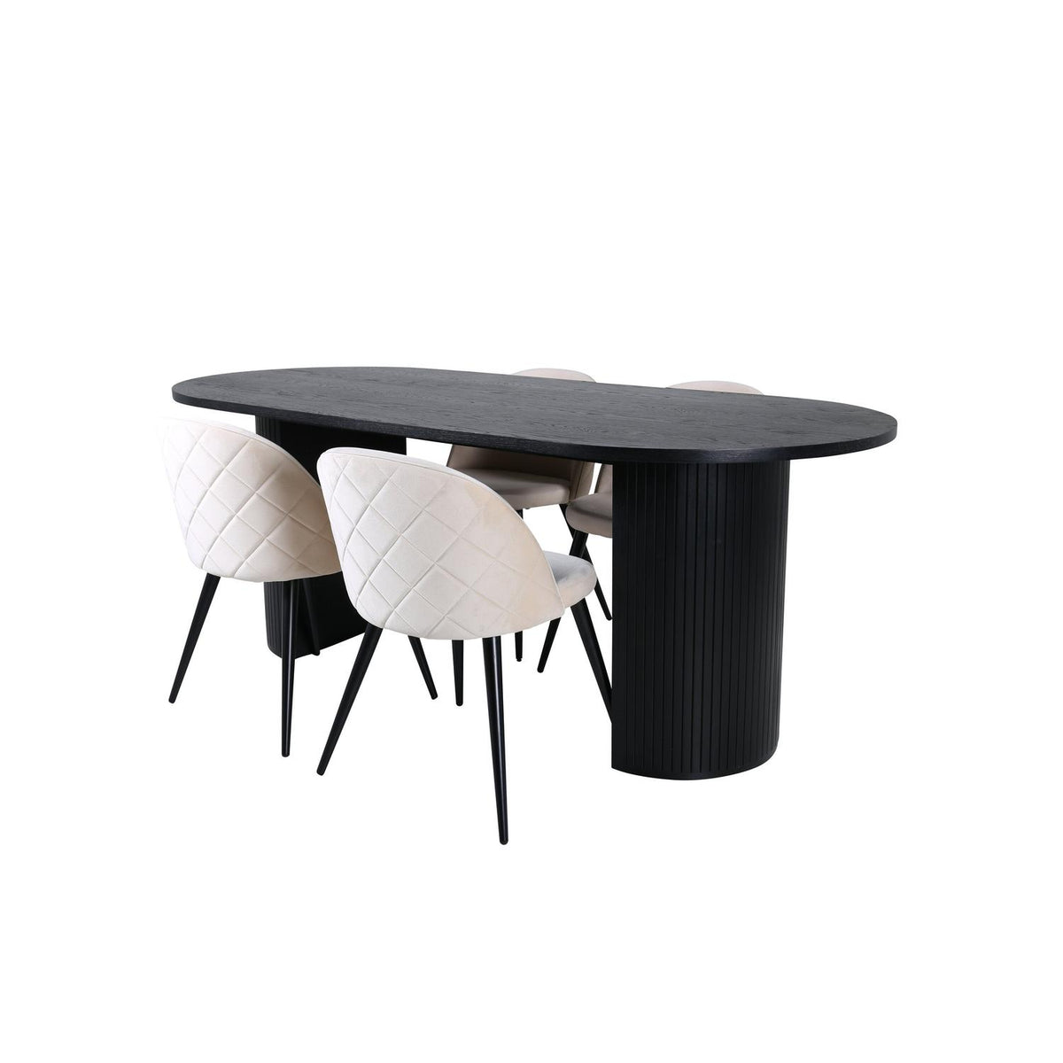 Essgruppe Esstisch Bianca 200*90cm mit Stühlen Velvet aus Samt-Essgruppen-Venture Home-le canapé
