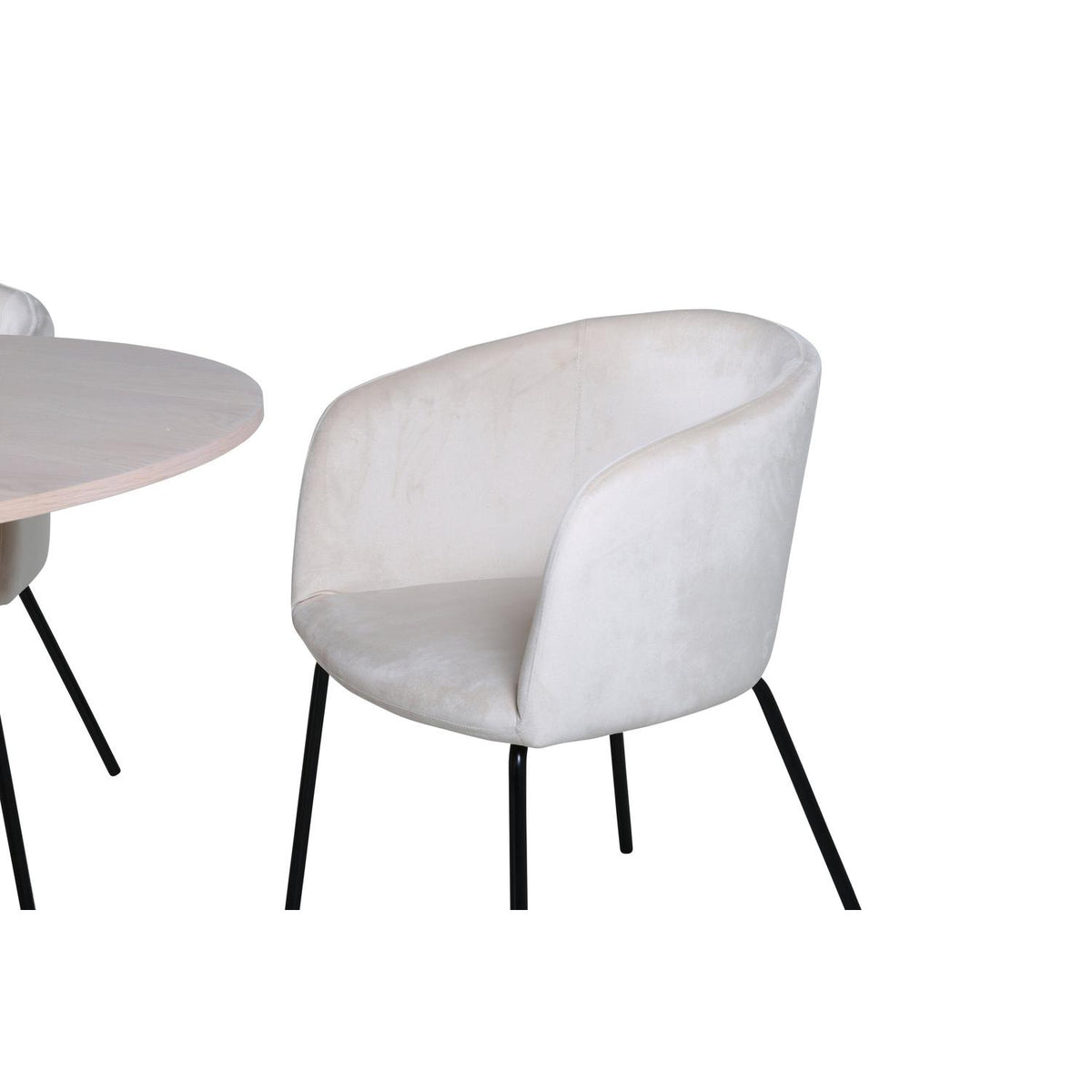 Essgruppe Esstisch Bianca Ø110cm mit Stühlen Berit aus Samt-Essgruppen-Venture Home-le canapé