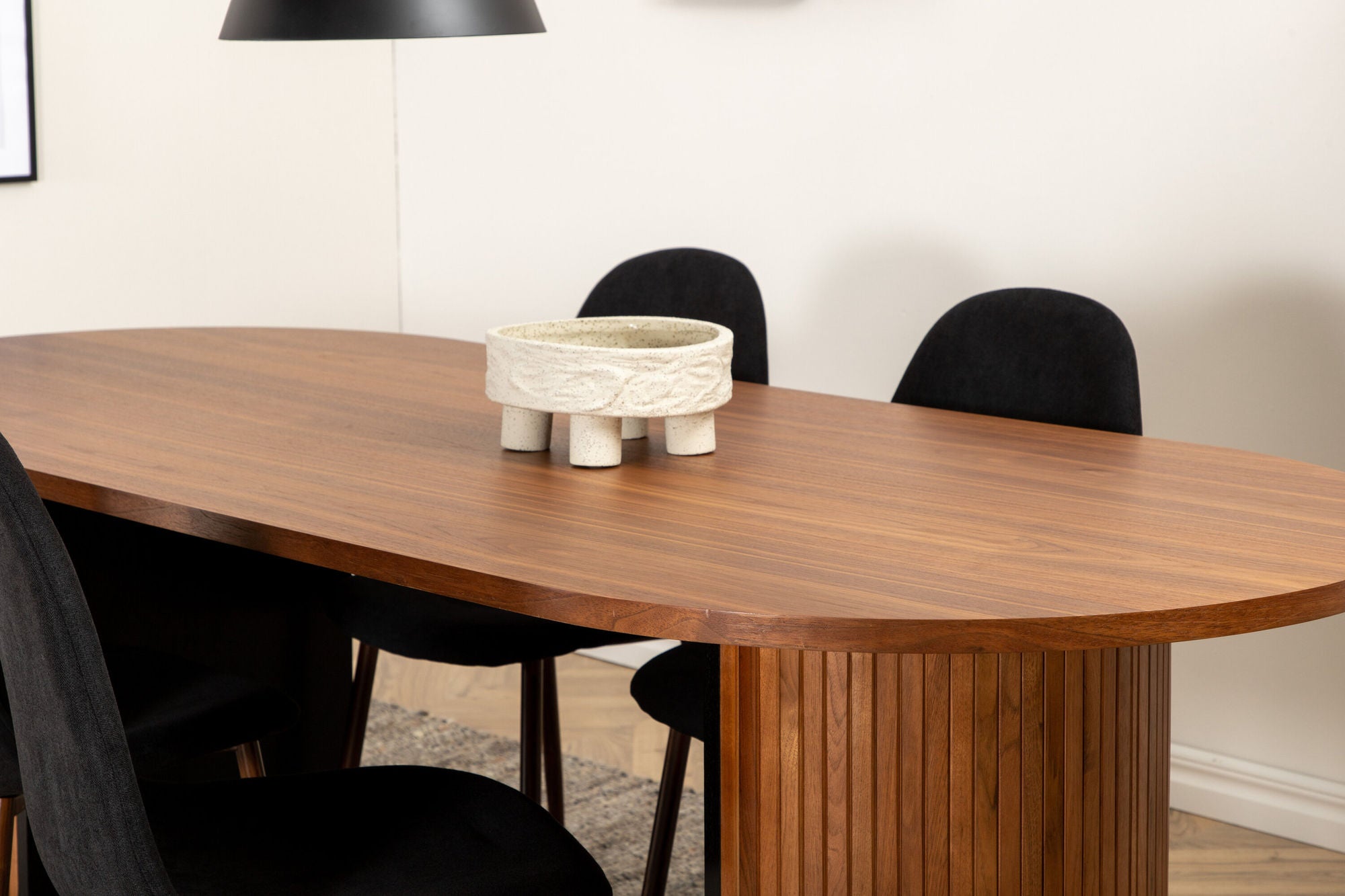 Essgruppe Esstisch Bianca Oval 200cm mit Stühlen Polar - Braun/Schwarz-Essgruppen Oval-Venture Home-le canapé