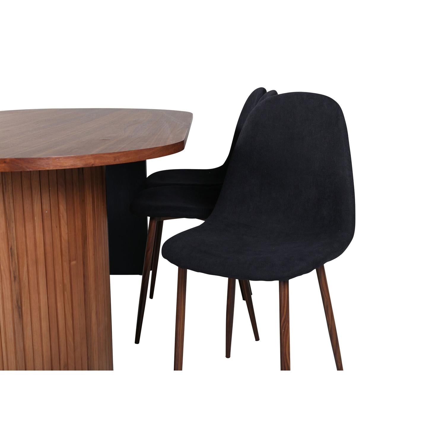 Essgruppe Esstisch Bianca Oval 200cm mit Stühlen Polar - Braun/Schwarz-Essgruppen Oval-Venture Home-le canapé