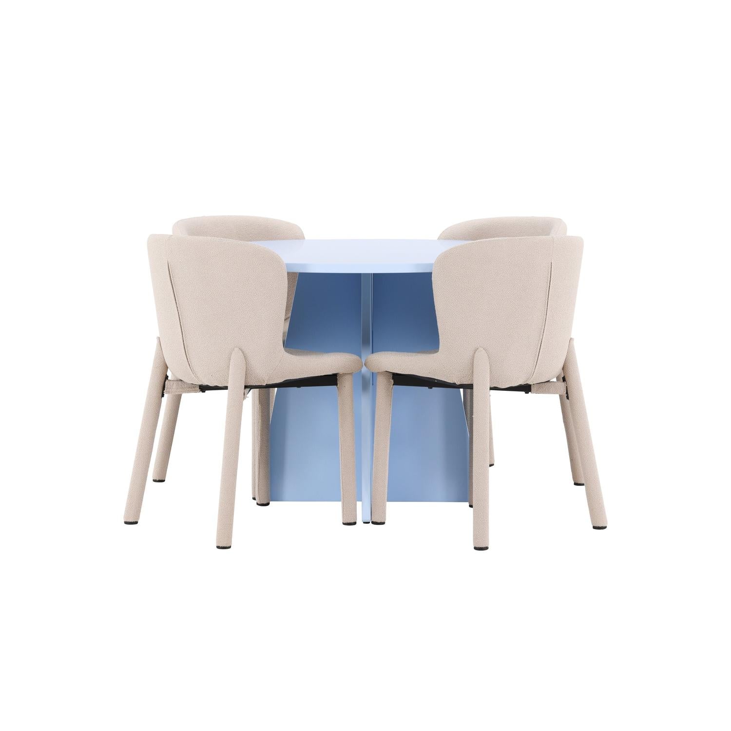 Essgruppe Esstisch Bootcut ⌀110cm mit Stühlen Astoria - Beige-Essgruppen-Venture Home-le canapé