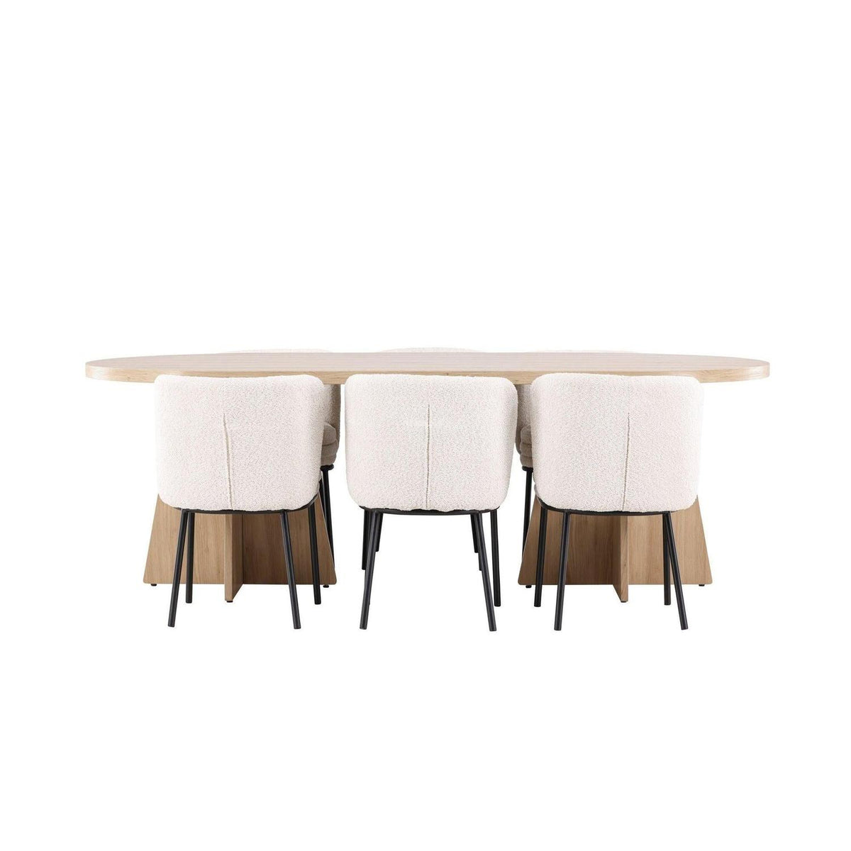 Essgruppe Esstisch Bootcut 230*115cm mit Stühlen Agnes aus Teddy-Boucle-Essgruppen Oval-Venture Home-le canapé