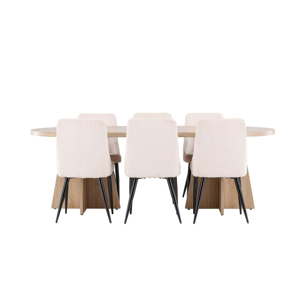 Essgruppe Esstisch Bootcut 230*115cm mit Stühlen Leone aus Cord-Essgruppen Oval-Venture Home-le canapé