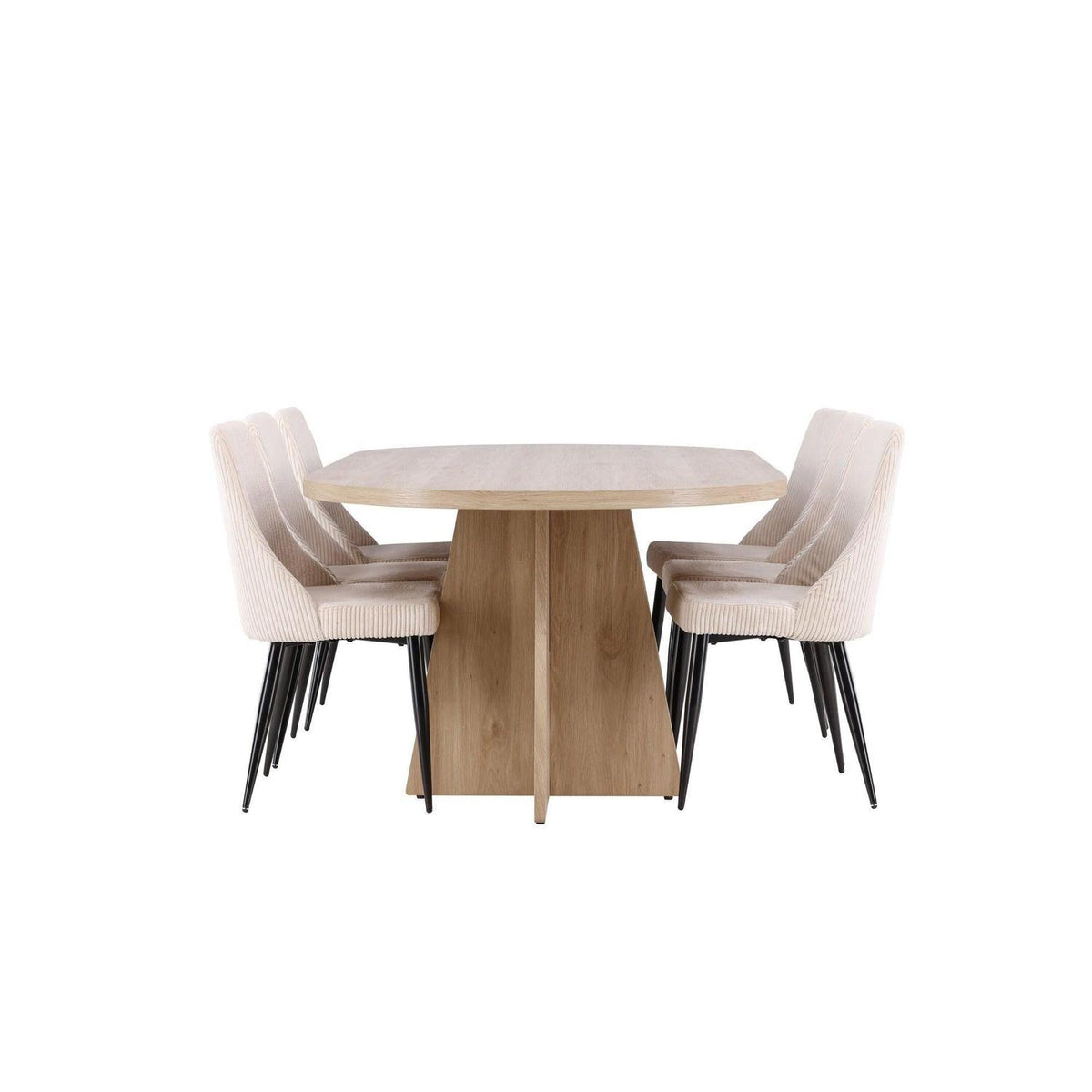 Essgruppe Esstisch Bootcut 230*115cm mit Stühlen Leone aus Cord-Essgruppen Oval-Venture Home-le canapé