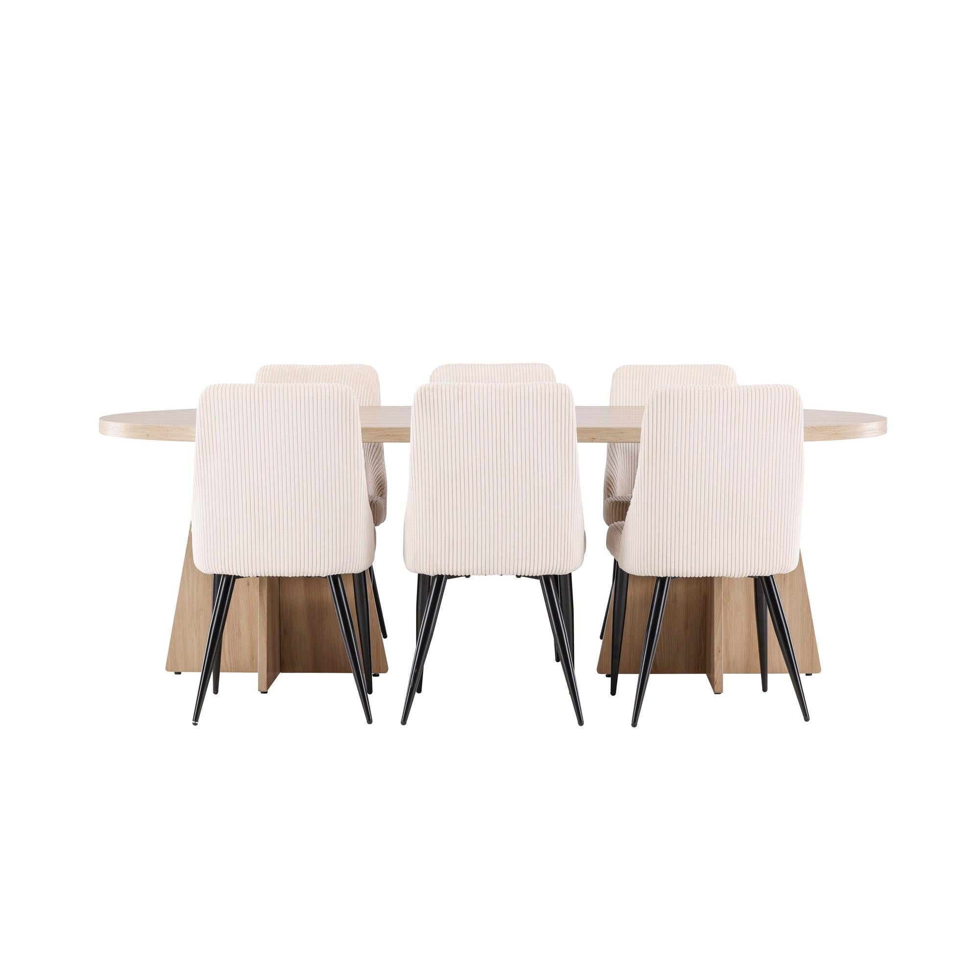 Essgruppe Esstisch Bootcut 230*115cm mit Stühlen Leone aus KordEssgruppe Oval