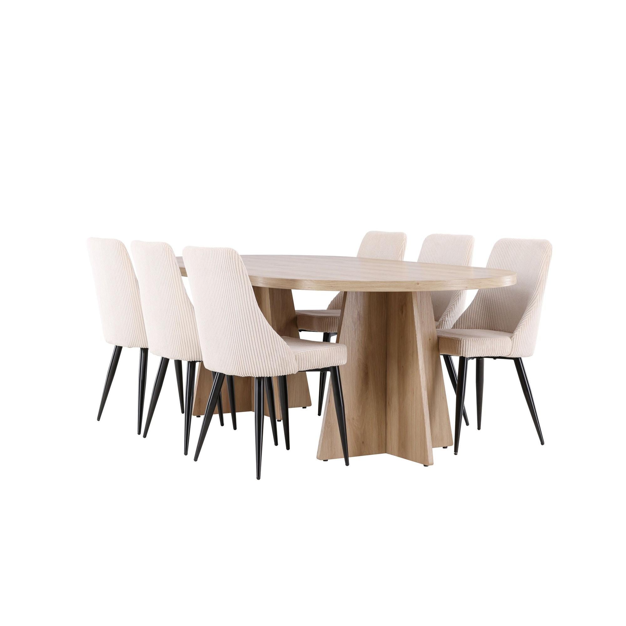 Essgruppe Esstisch Bootcut 230*115cm mit Stühlen Leone aus KordEssgruppe Oval
