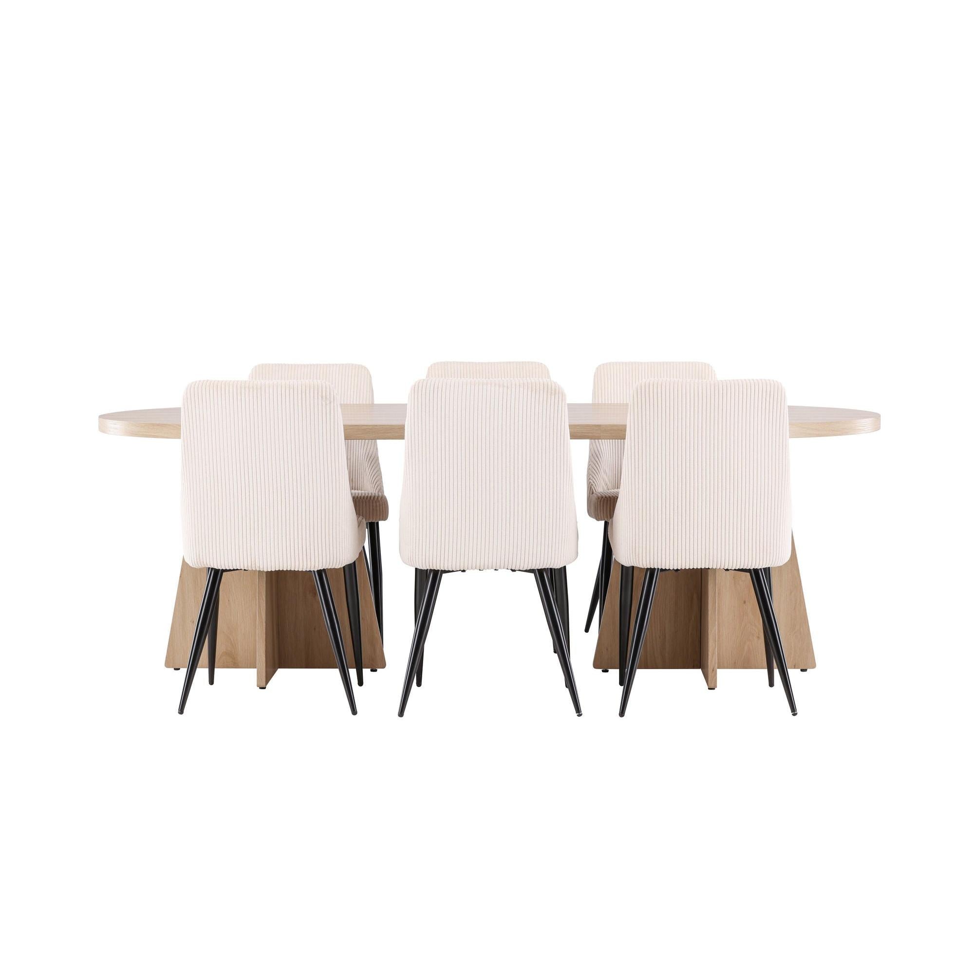 Essgruppe Esstisch Bootcut 230*115cm mit Stühlen Leone aus KordEssgruppe Oval