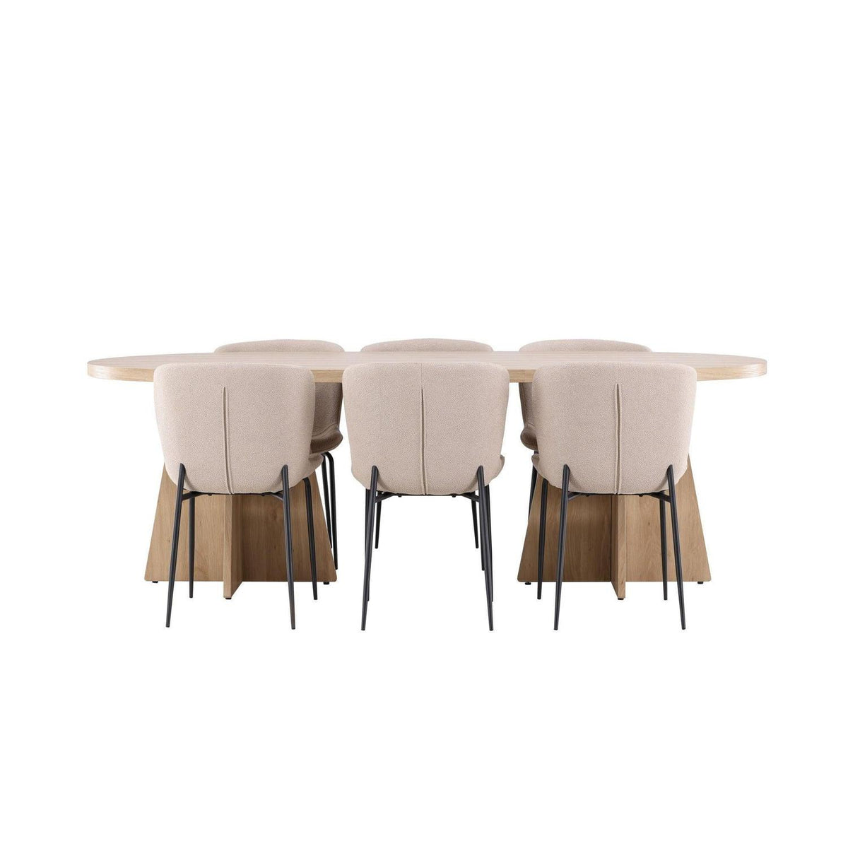 Essgruppe Esstisch Bootcut 230*115cm mit Stühlen Modesto aus Teddy-Boucle-Essgruppen Oval-Venture Home-le canapé