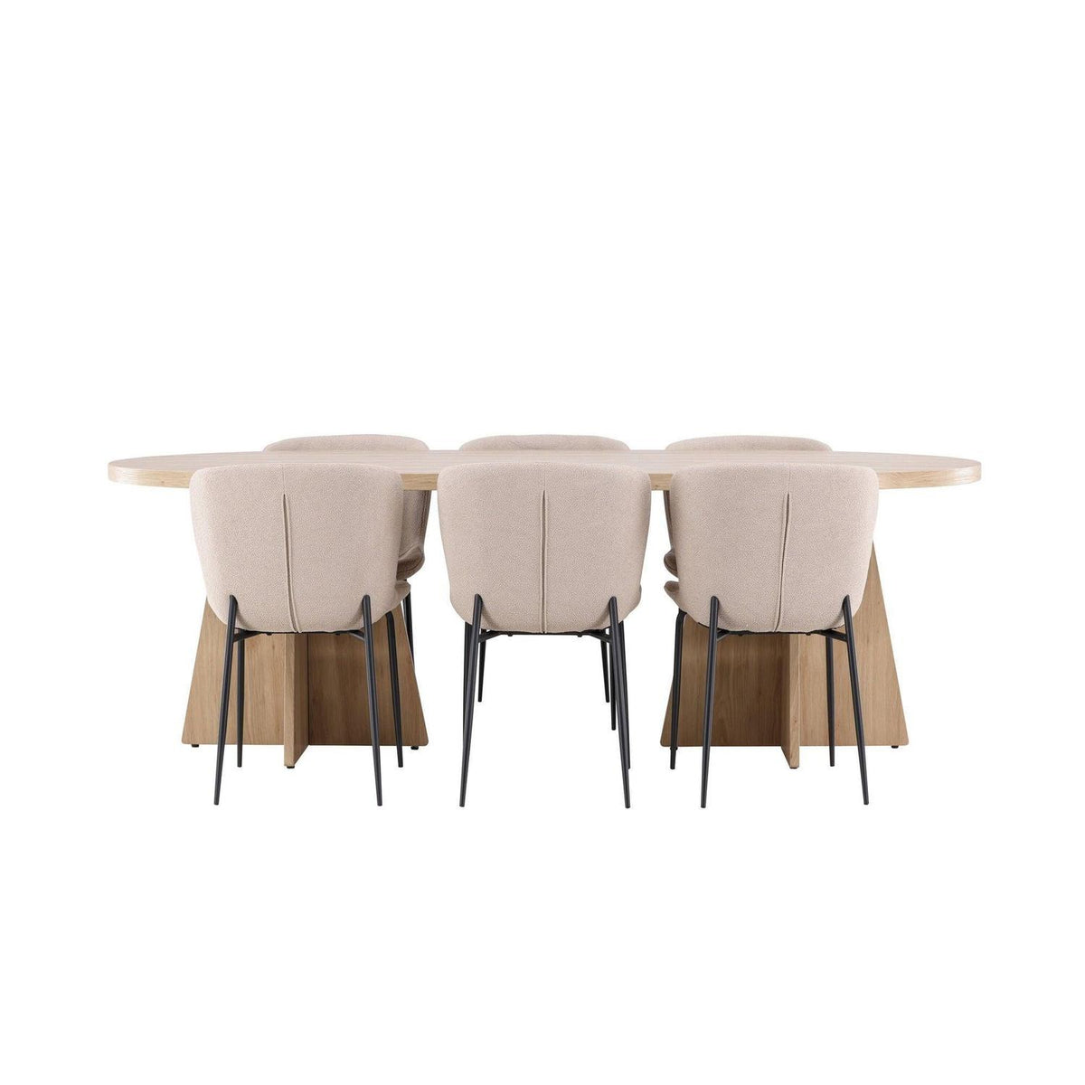 Essgruppe Esstisch Bootcut 230*115cm mit Stühlen Modesto aus Teddy-Boucle-Essgruppen Oval-Venture Home-le canapé