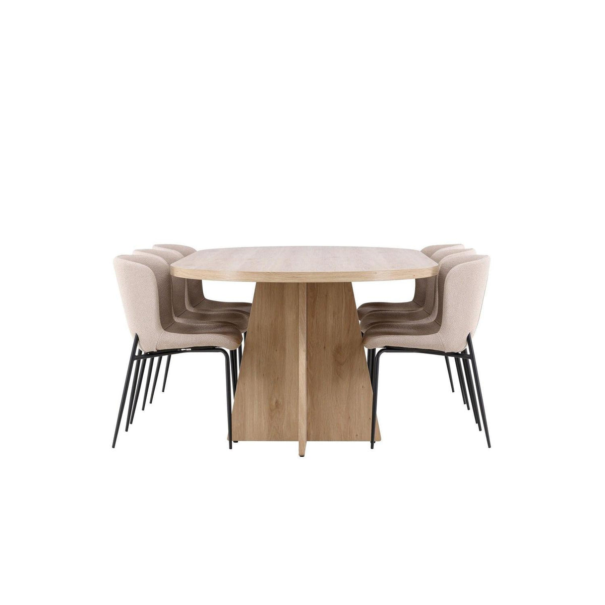 Essgruppe Esstisch Bootcut 230*115cm mit Stühlen Modesto aus Teddy-Boucle-Essgruppen Oval-Venture Home-le canapé