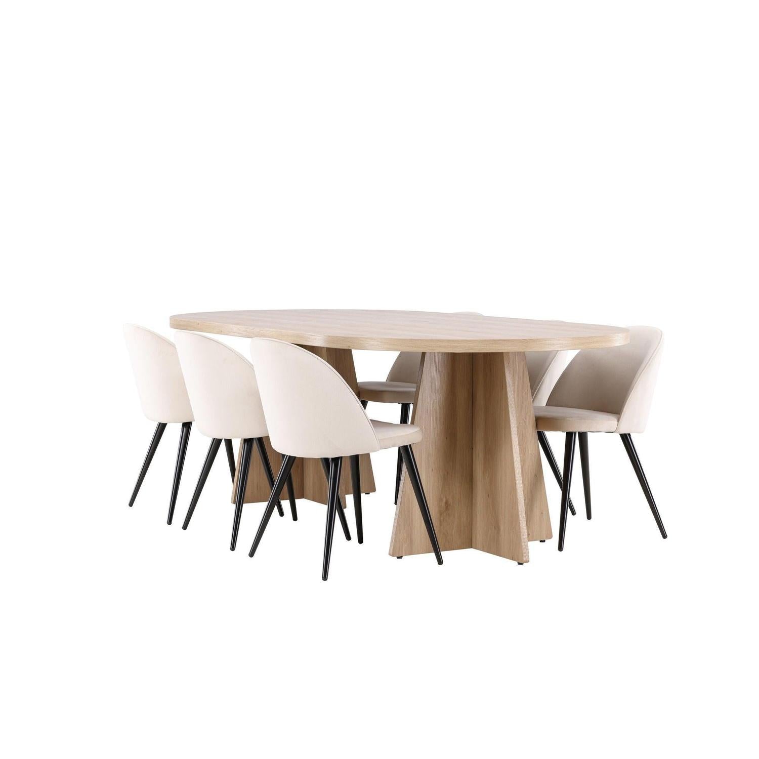 Essgruppe Esstisch Bootcut 230*115cm mit Stühlen Velvet aus SamtEssgruppe Oval
