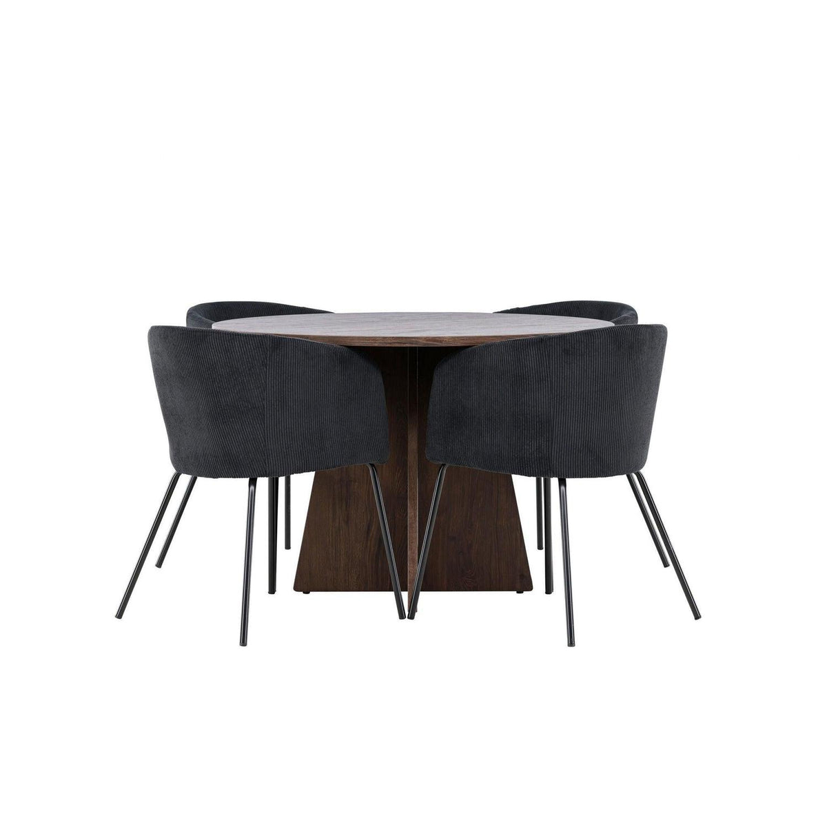 Essgruppe Esstisch Bootcut Ø110cm mit Stühlen Berit aus Cord-Essgruppen Rund-Venture Home-le canapé