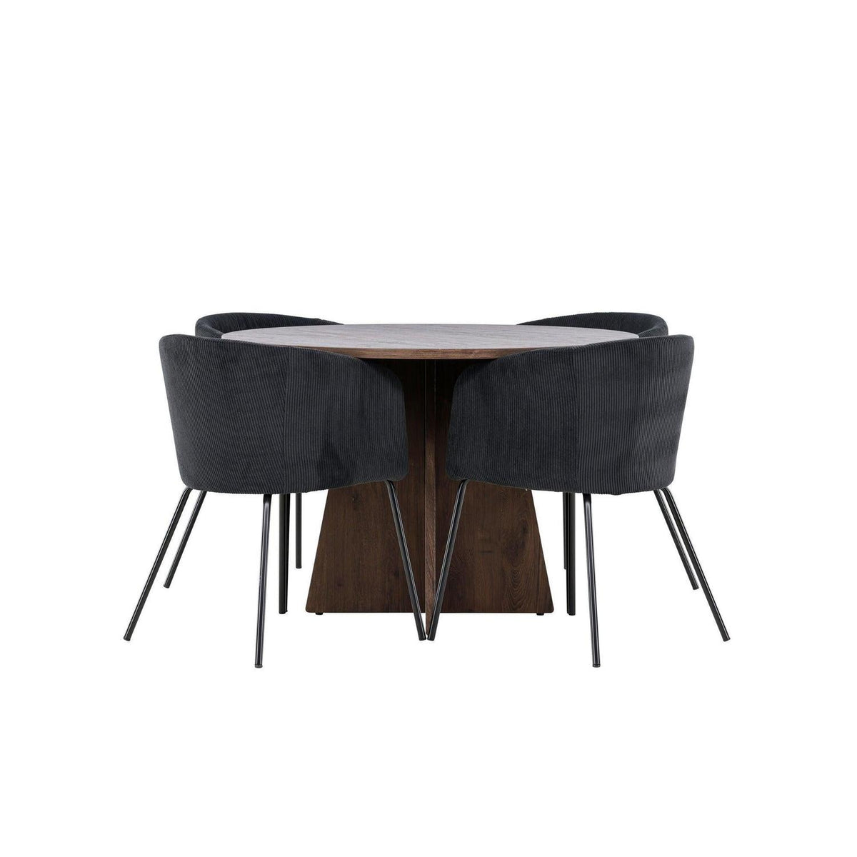Essgruppe Esstisch Bootcut Ø110cm mit Stühlen Berit aus Cord-Essgruppen Rund-Venture Home-le canapé