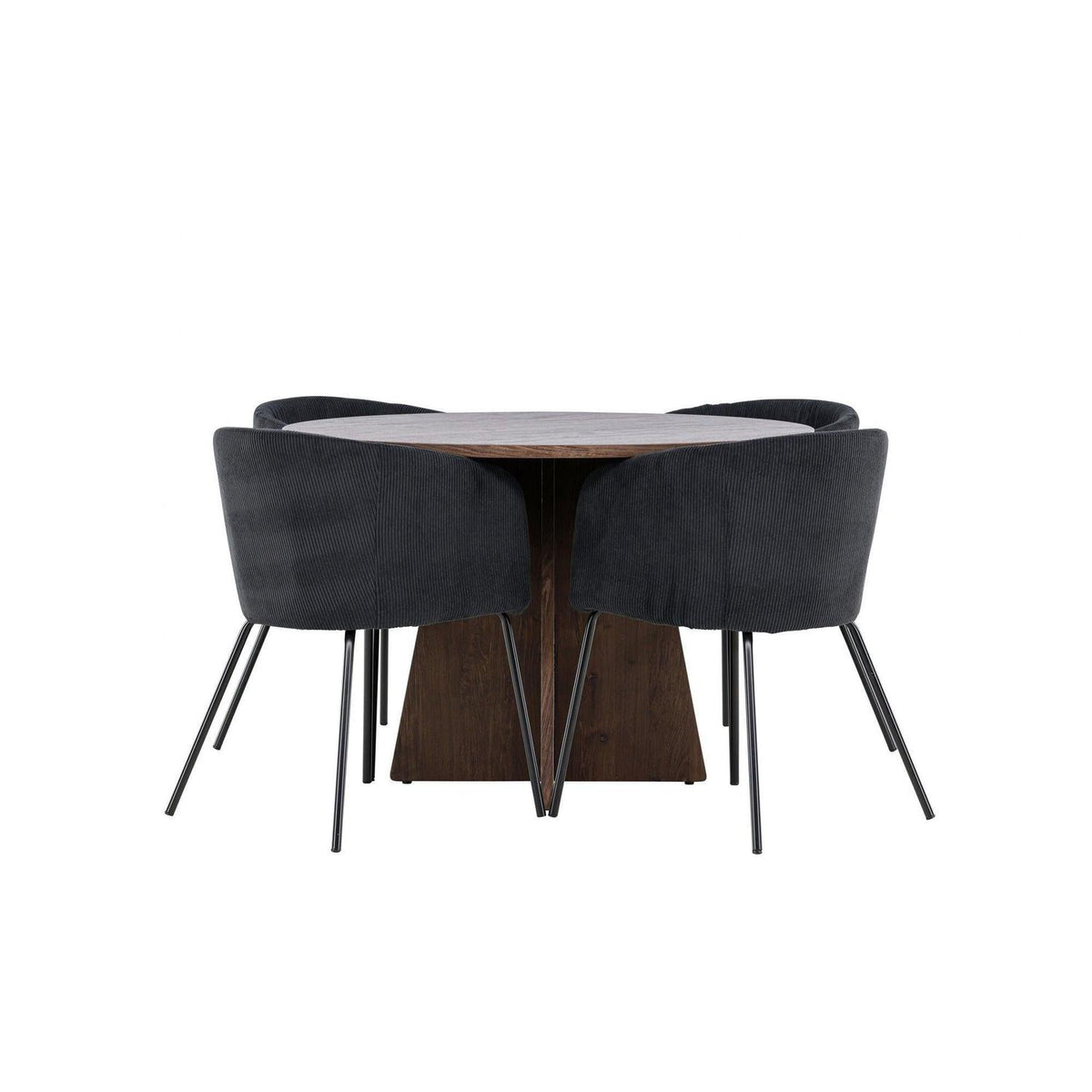Essgruppe Esstisch Bootcut Ø110cm mit Stühlen Berit aus Cord-Essgruppen Rund-Venture Home-le canapé