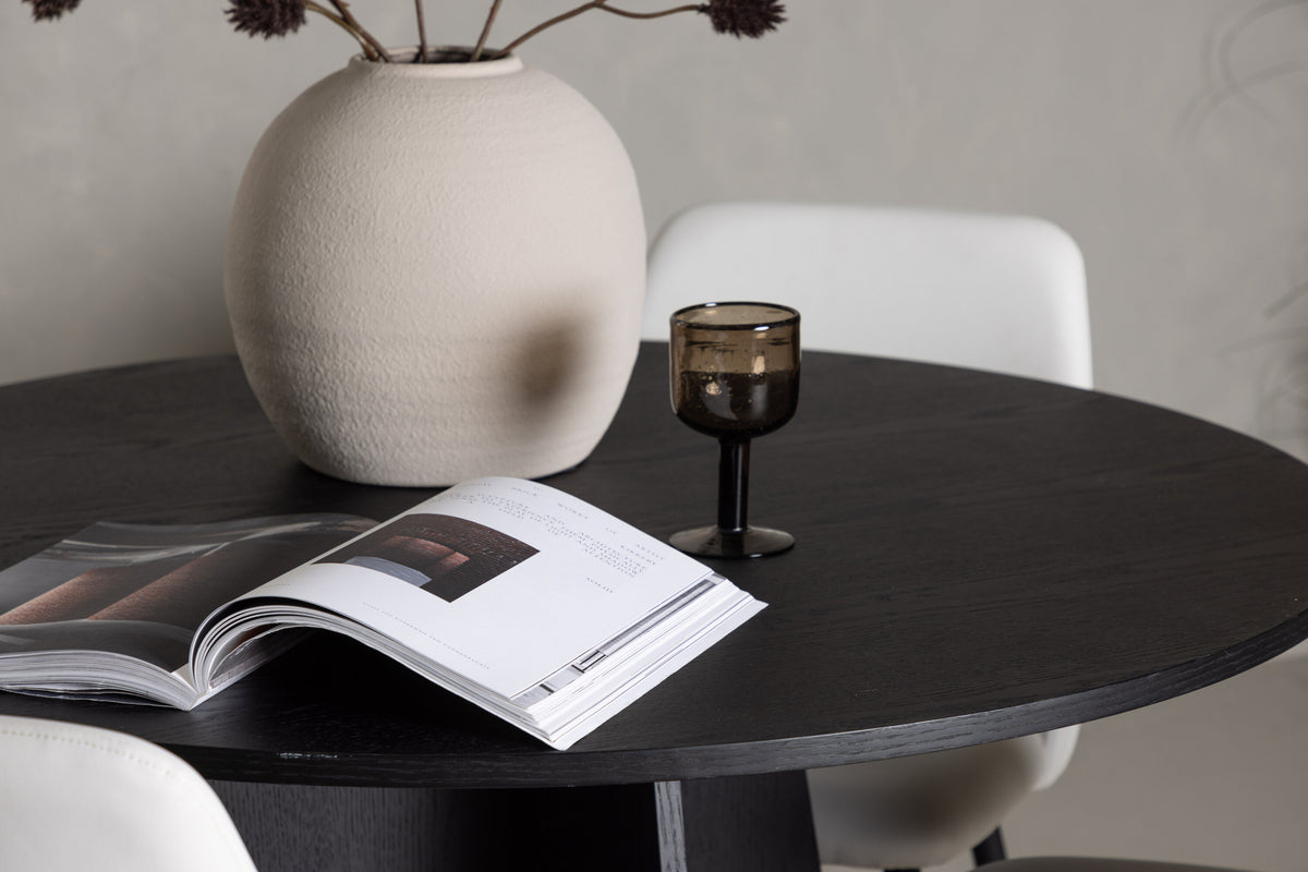 Essgruppe Esstisch Bootcut Ø110cm mit Stühlen Night - Weiß-Essgruppen-Venture Home-le canapé