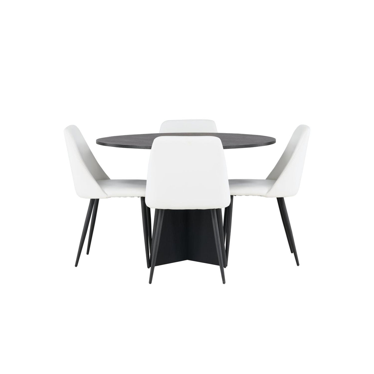 Essgruppe Esstisch Bootcut Ø110cm mit Stühlen Night - Weiß-Essgruppen-Venture Home-le canapé