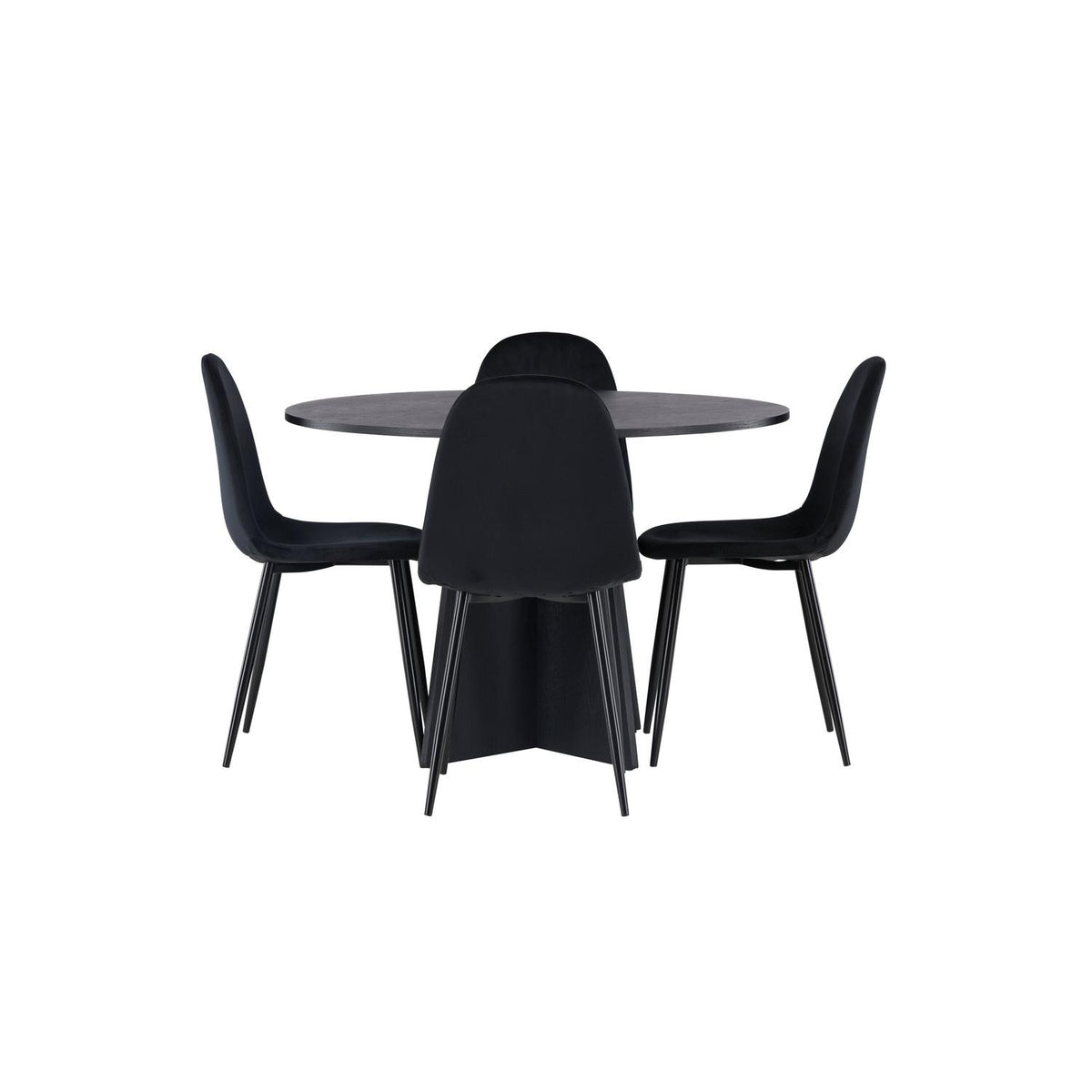 Essgruppe Esstisch Bootcut Ø110cmmit Stühlen Polar aus Samt-Essgruppen-Venture Home-le canapé