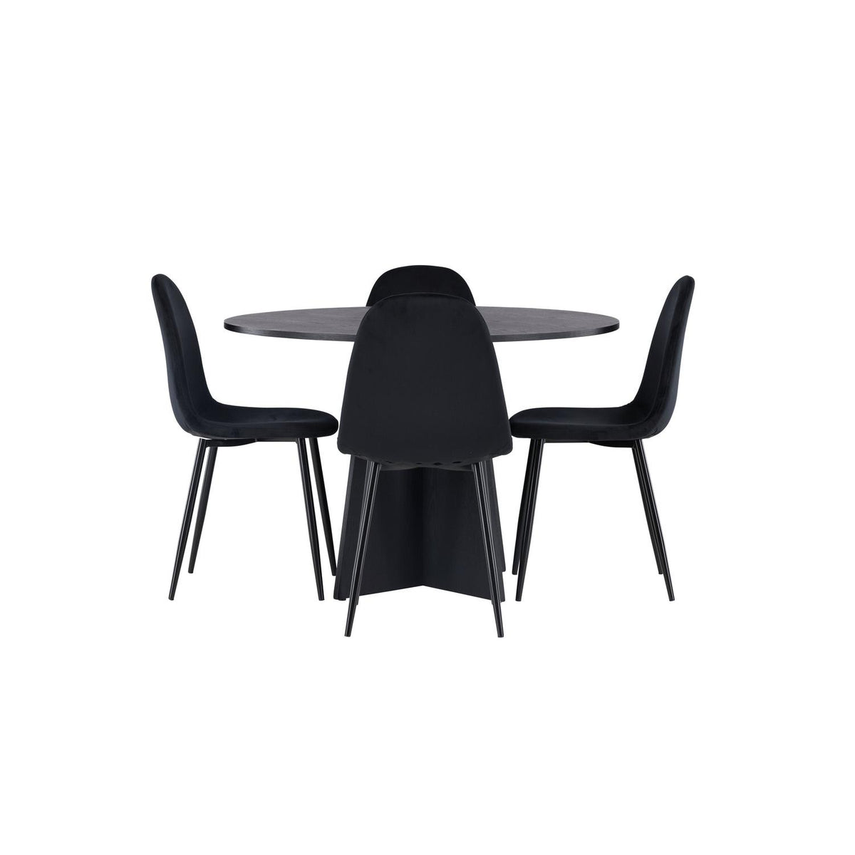 Essgruppe Esstisch Bootcut Ø110cmmit Stühlen Polar aus Samt-Essgruppen-Venture Home-le canapé