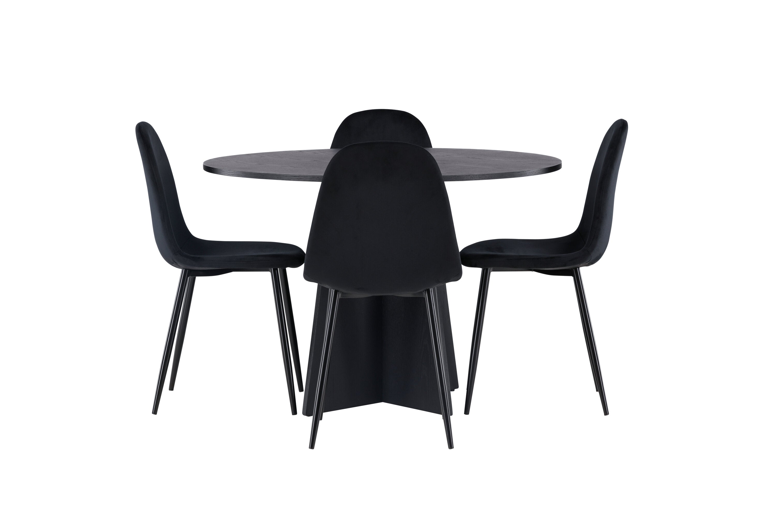 Essgruppe Esstisch Bootcut Ø110cm mit Stühlen Polar - Schwarz-Essgruppen-Venture Home-le canapé