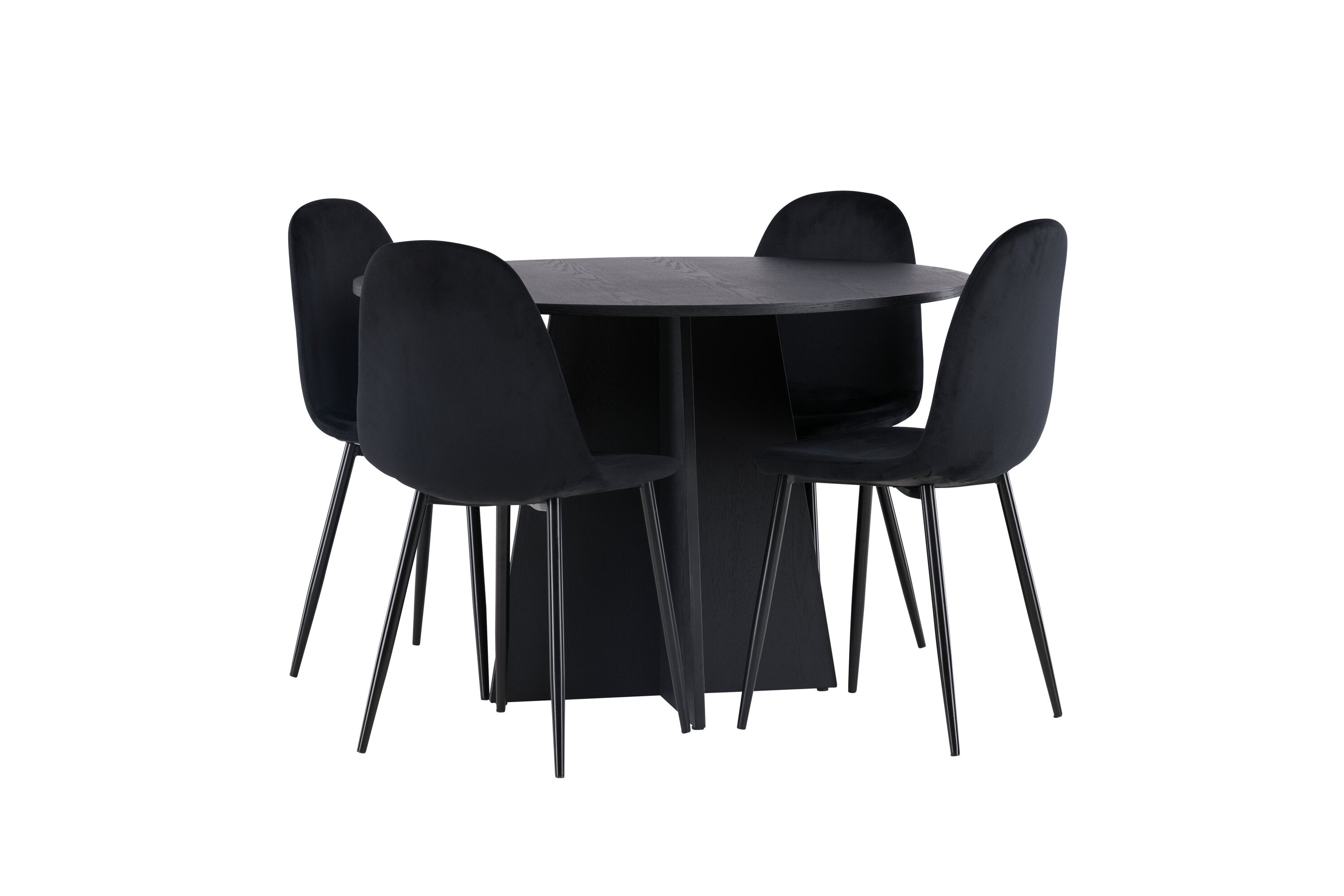 Essgruppe Esstisch Bootcut Ø110cm mit Stühlen Polar - Schwarz-Essgruppen-Venture Home-le canapé