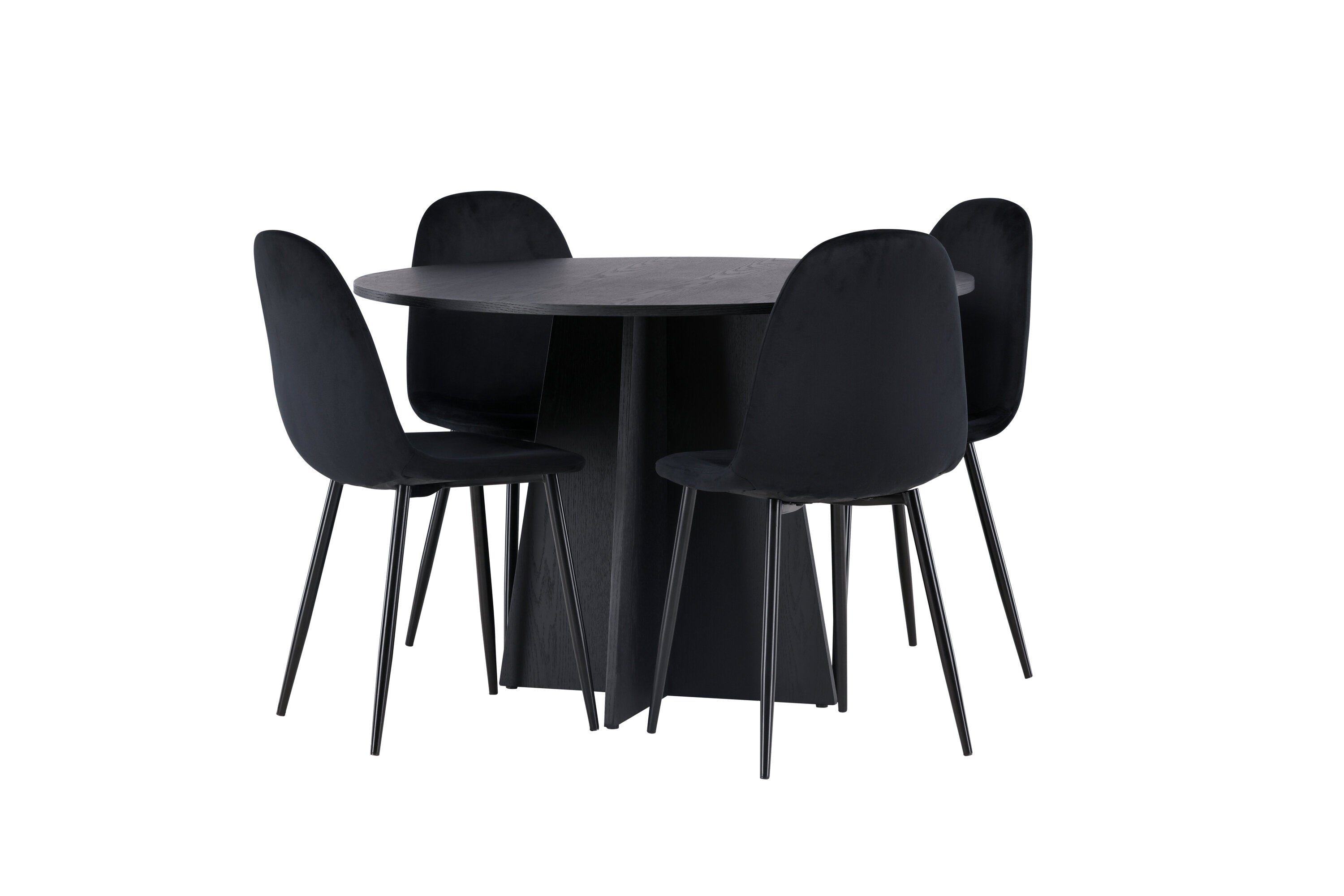 Essgruppe Esstisch Bootcut Ø110cm mit Stühlen Polar - Schwarz-Essgruppen-Venture Home-le canapé