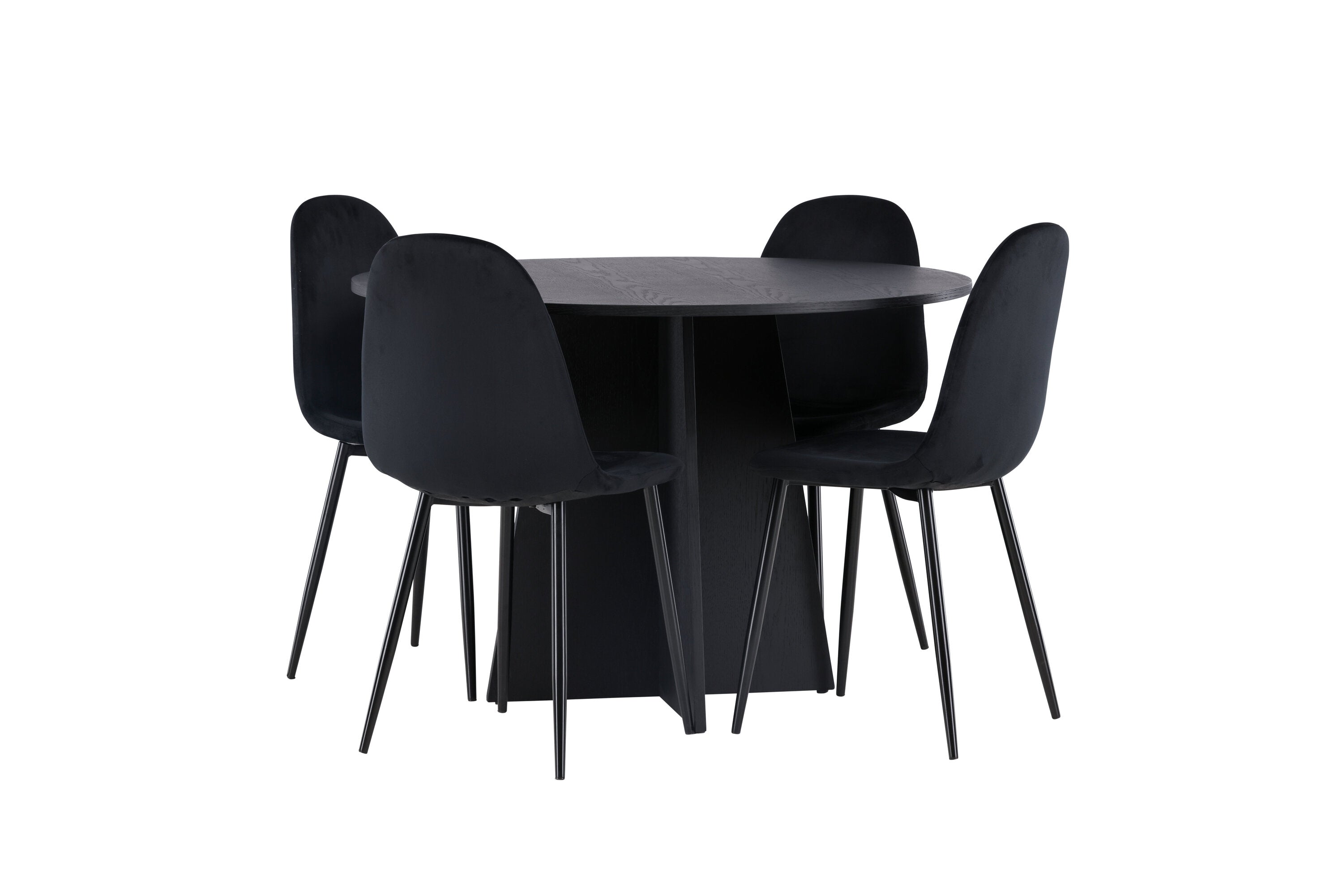 Essgruppe Esstisch Bootcut Ø110cm mit Stühlen Polar - Schwarz-Essgruppen-Venture Home-le canapé