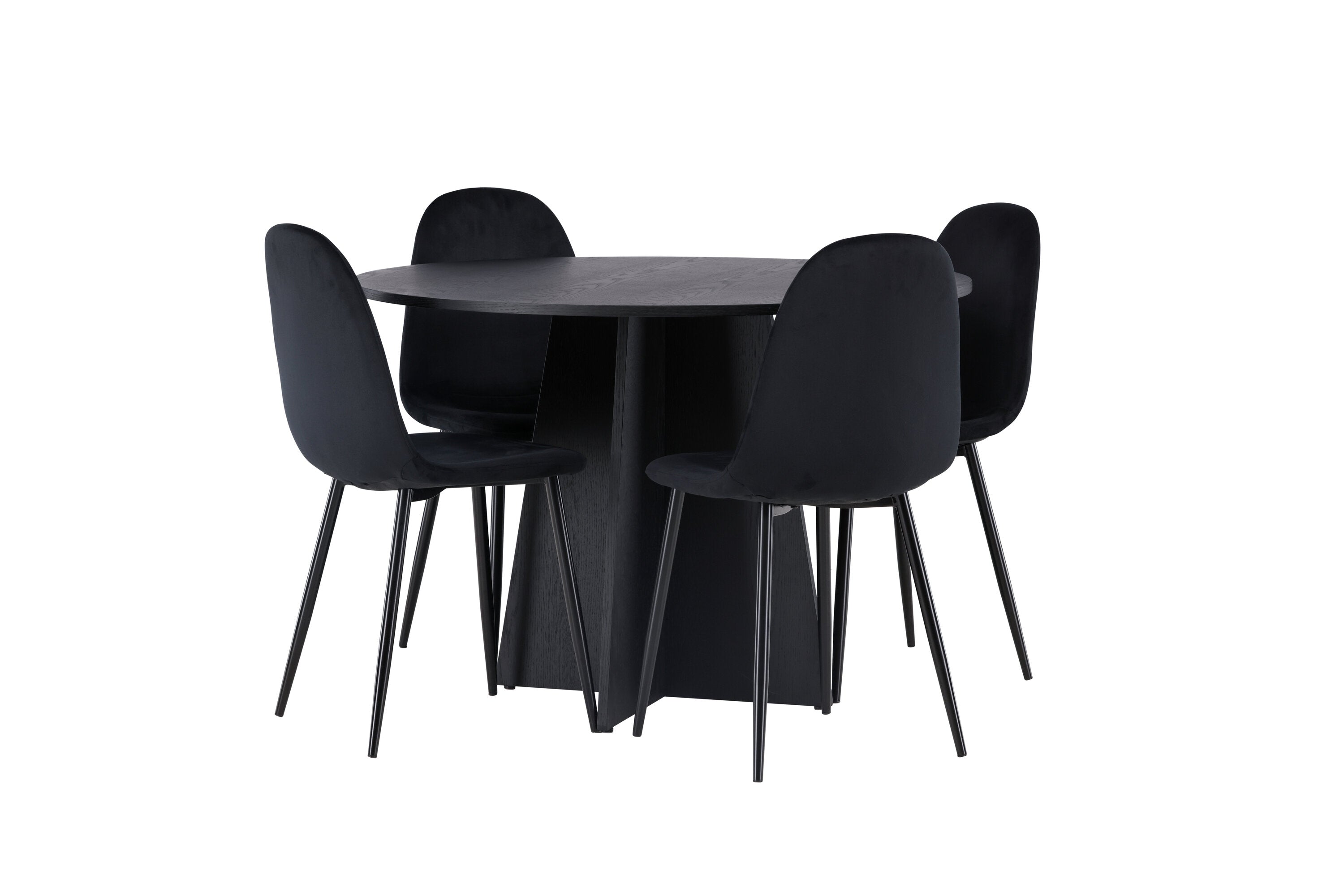 Essgruppe Esstisch Bootcut Ø110cm mit Stühlen Polar - Schwarz-Essgruppen-Venture Home-le canapé