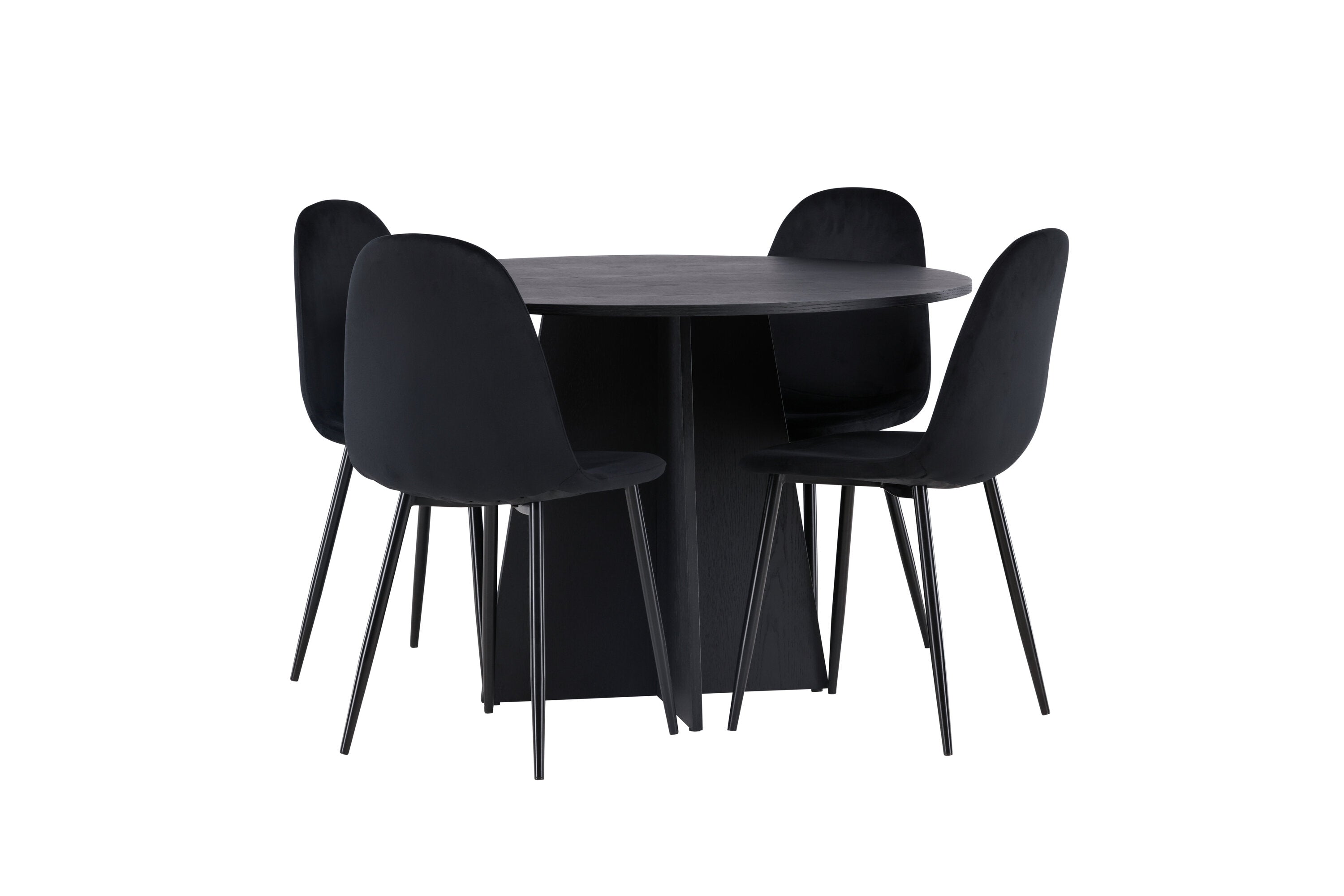 Essgruppe Esstisch Bootcut Ø110cm mit Stühlen Polar - Schwarz-Essgruppen-Venture Home-le canapé