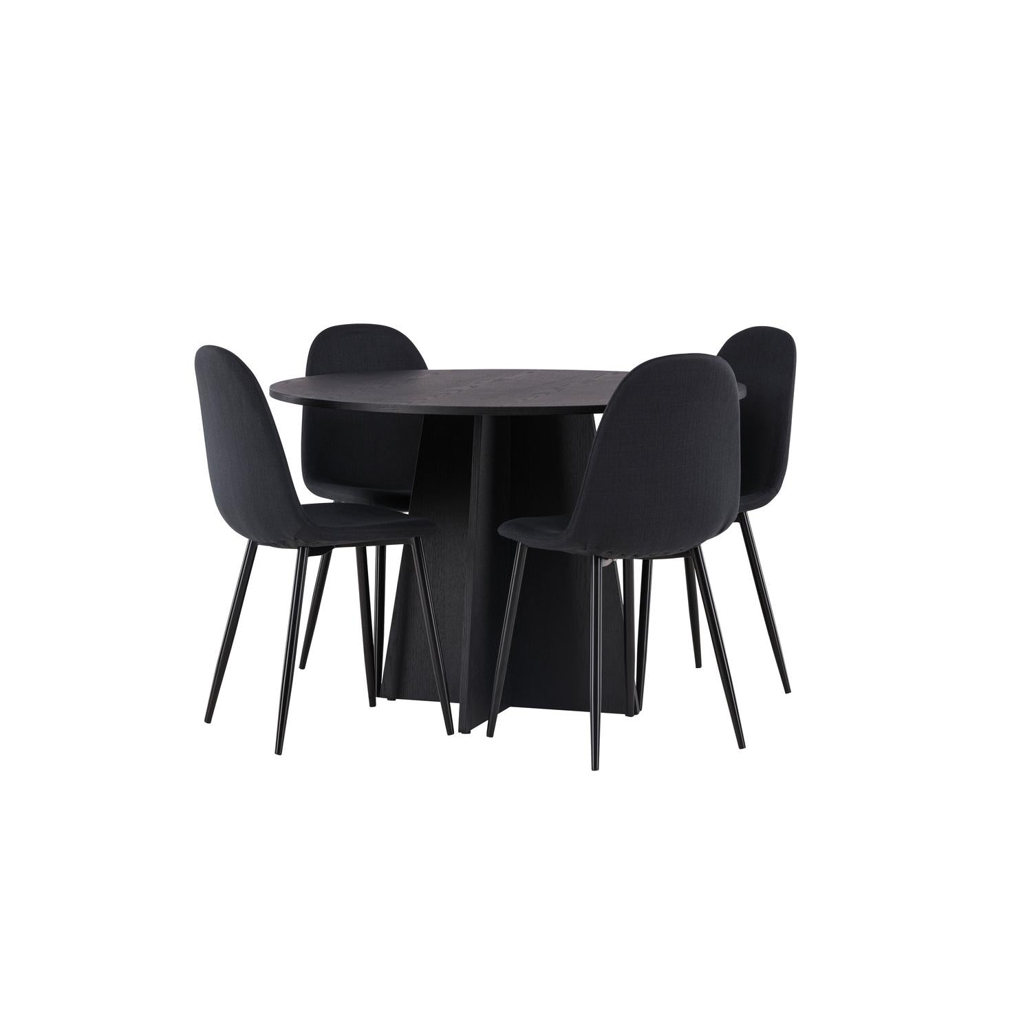 Essgruppe Esstisch Bootcut Ø110cm mit Stühlen Polar - Schwarz-Essgruppen-Venture Home-le canapé