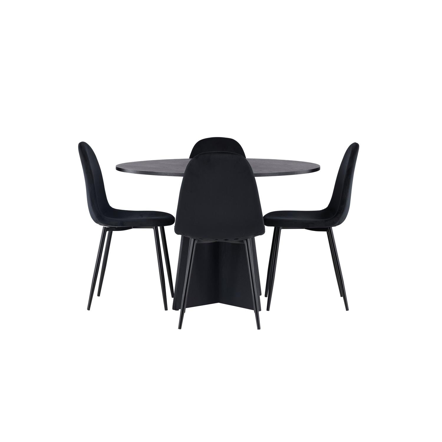 Essgruppe Esstisch Bootcut Ø110cm mit Stühlen Polar - Schwarz-Essgruppen-Venture Home-le canapé