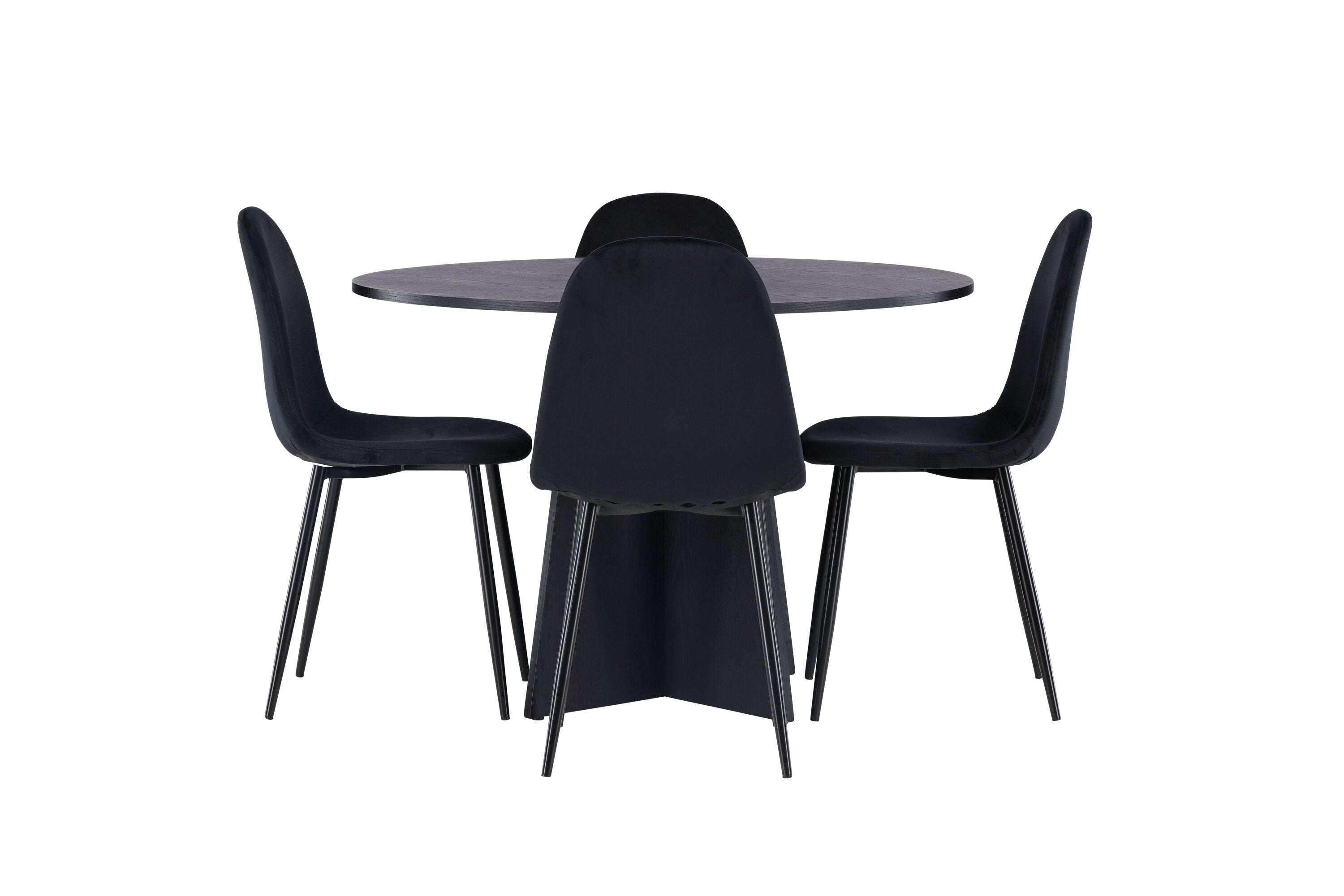 Essgruppe Esstisch Bootcut Ø110cm mit Stühlen Polar - Schwarz-Essgruppen-Venture Home-le canapé
