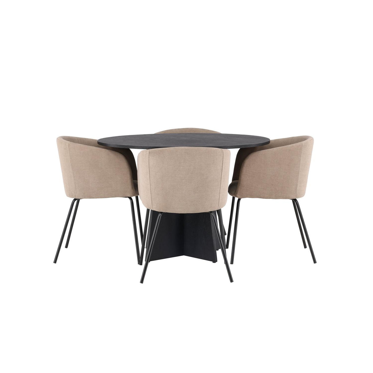 Essgruppe Esstisch Bootcut Ø110cm Stühlen Berit aus Samt-Essgruppen-Venture Home-le canapé