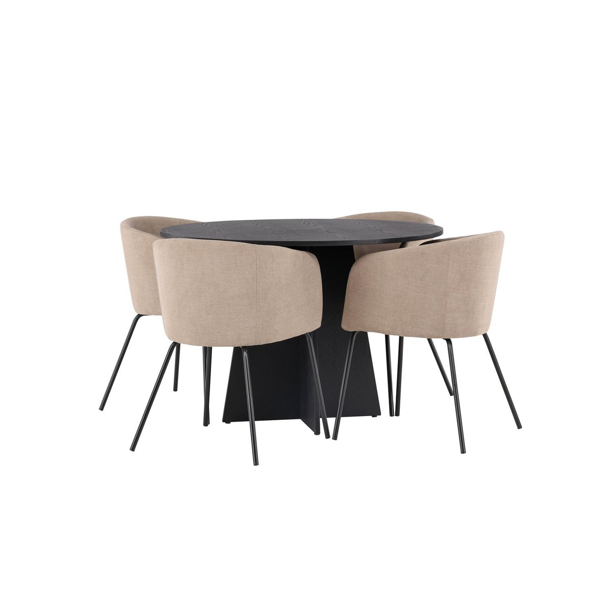 Essgruppe Esstisch Bootcut Ø110cm Stühlen Berit aus Samt-Essgruppen-Venture Home-le canapé