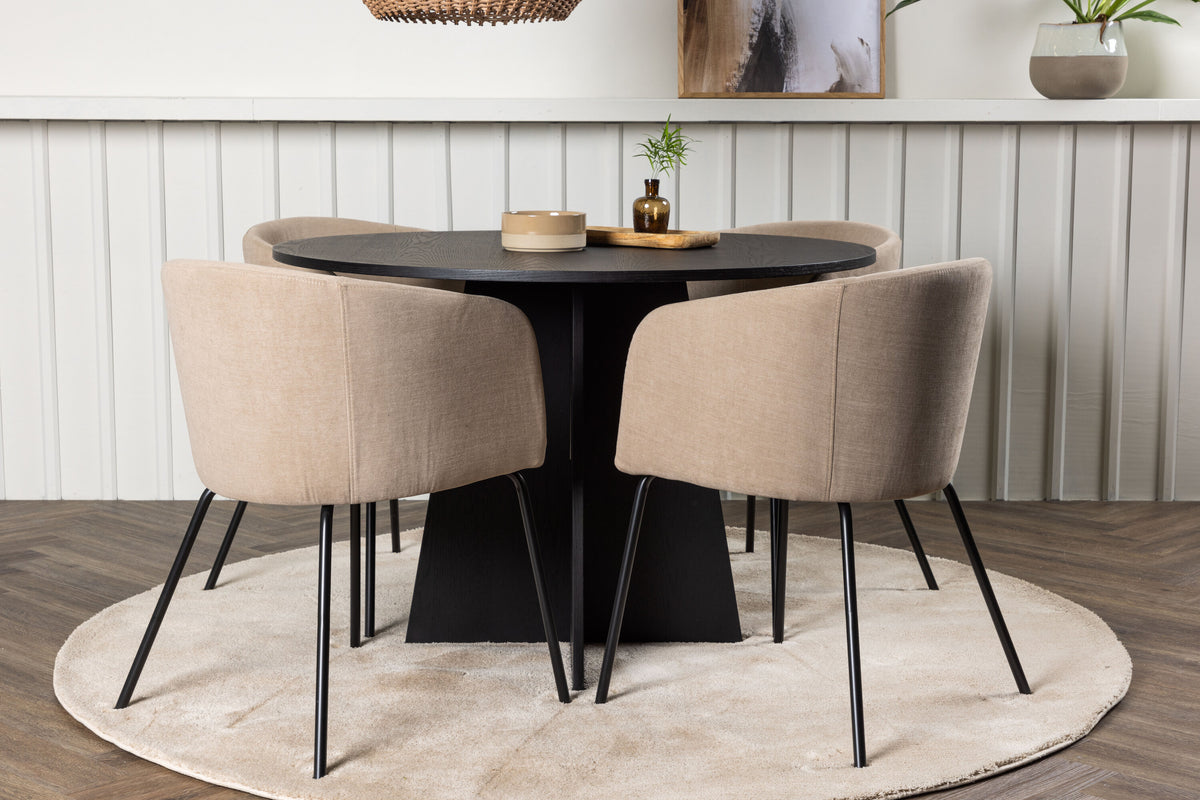 Essgruppe Esstisch Bootcut Ø110cm Stühlen Berit aus Samt-Essgruppen-Venture Home-le canapé
