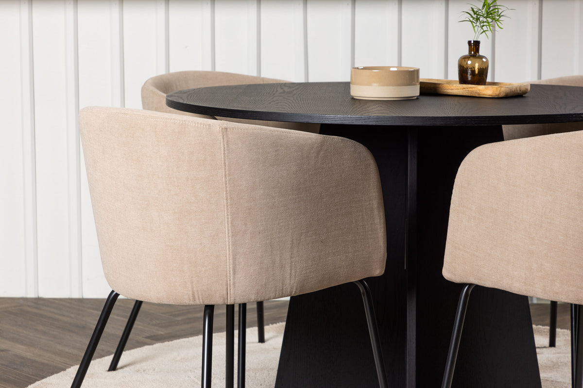 Essgruppe Esstisch Bootcut Ø110cm Stühlen Berit aus Samt-Essgruppen-Venture Home-le canapé