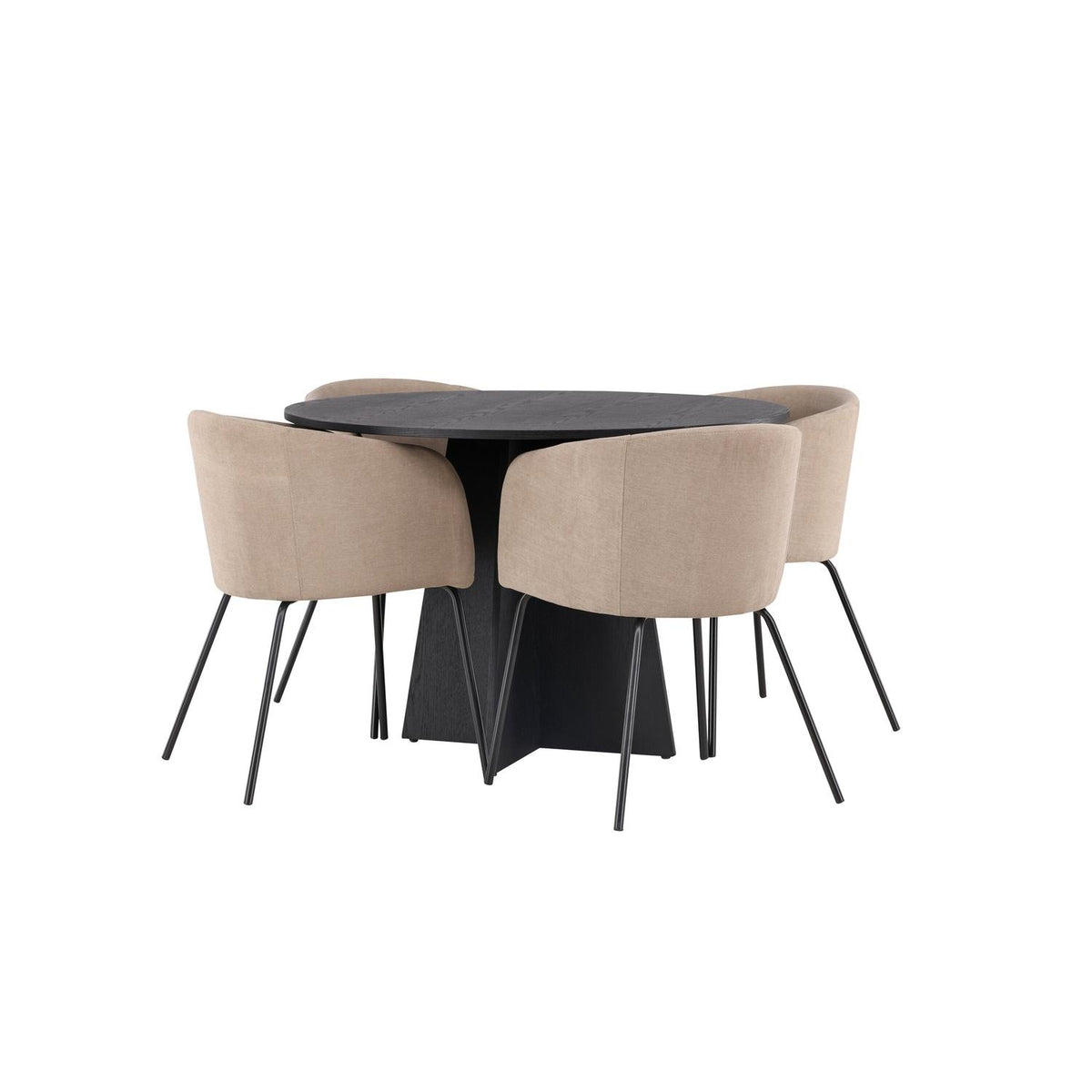Essgruppe Esstisch Bootcut Ø110cm Stühlen Berit aus Samt-Essgruppen-Venture Home-le canapé