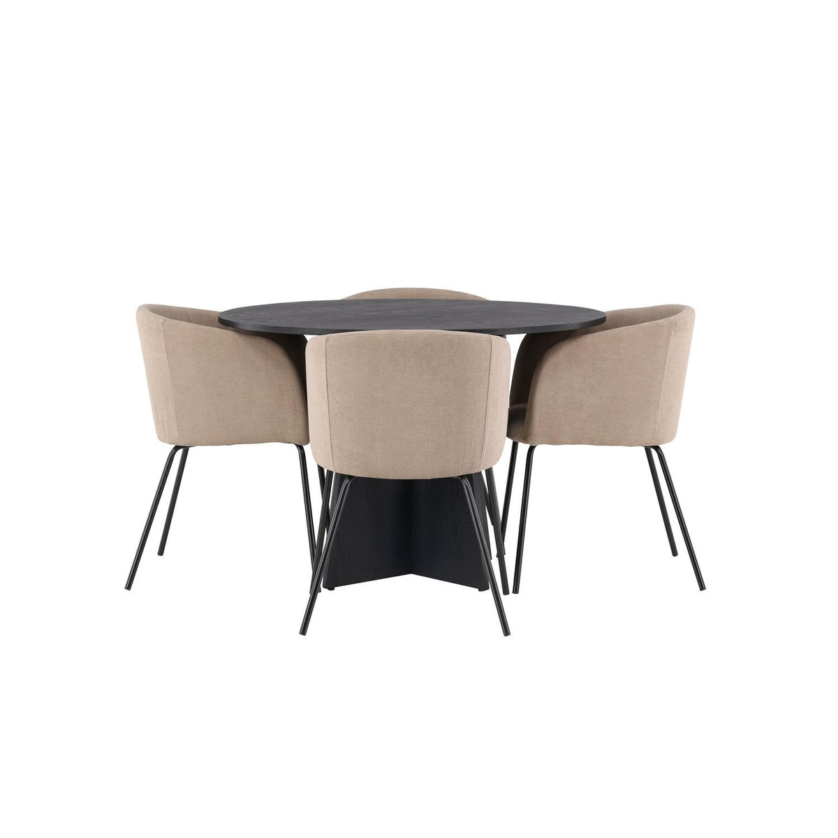 Essgruppe Esstisch Bootcut Ø110cm Stühlen Berit aus Samt-Essgruppen-Venture Home-le canapé