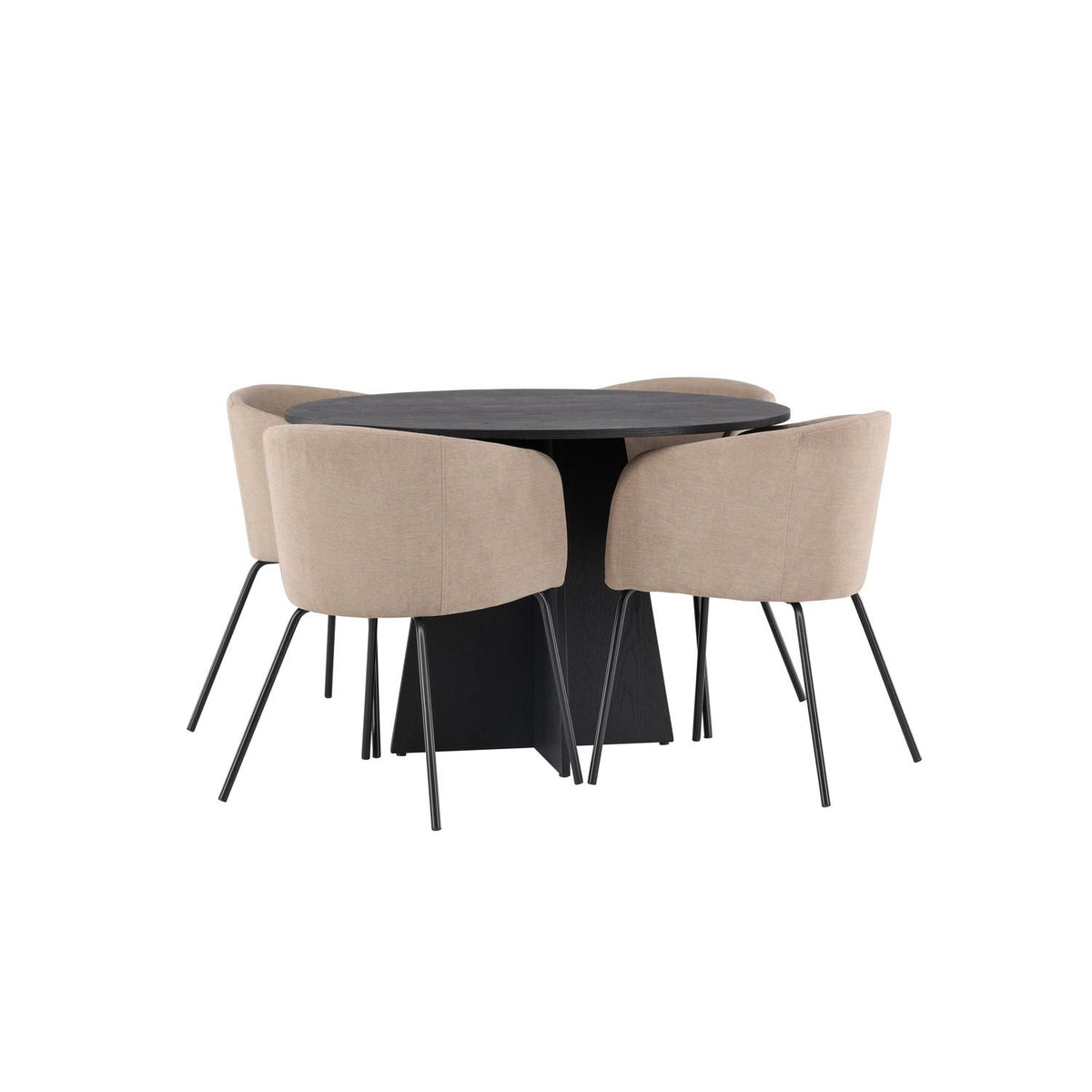 Essgruppe Esstisch Bootcut Ø110cm Stühlen Berit aus Samt-Essgruppen-Venture Home-le canapé
