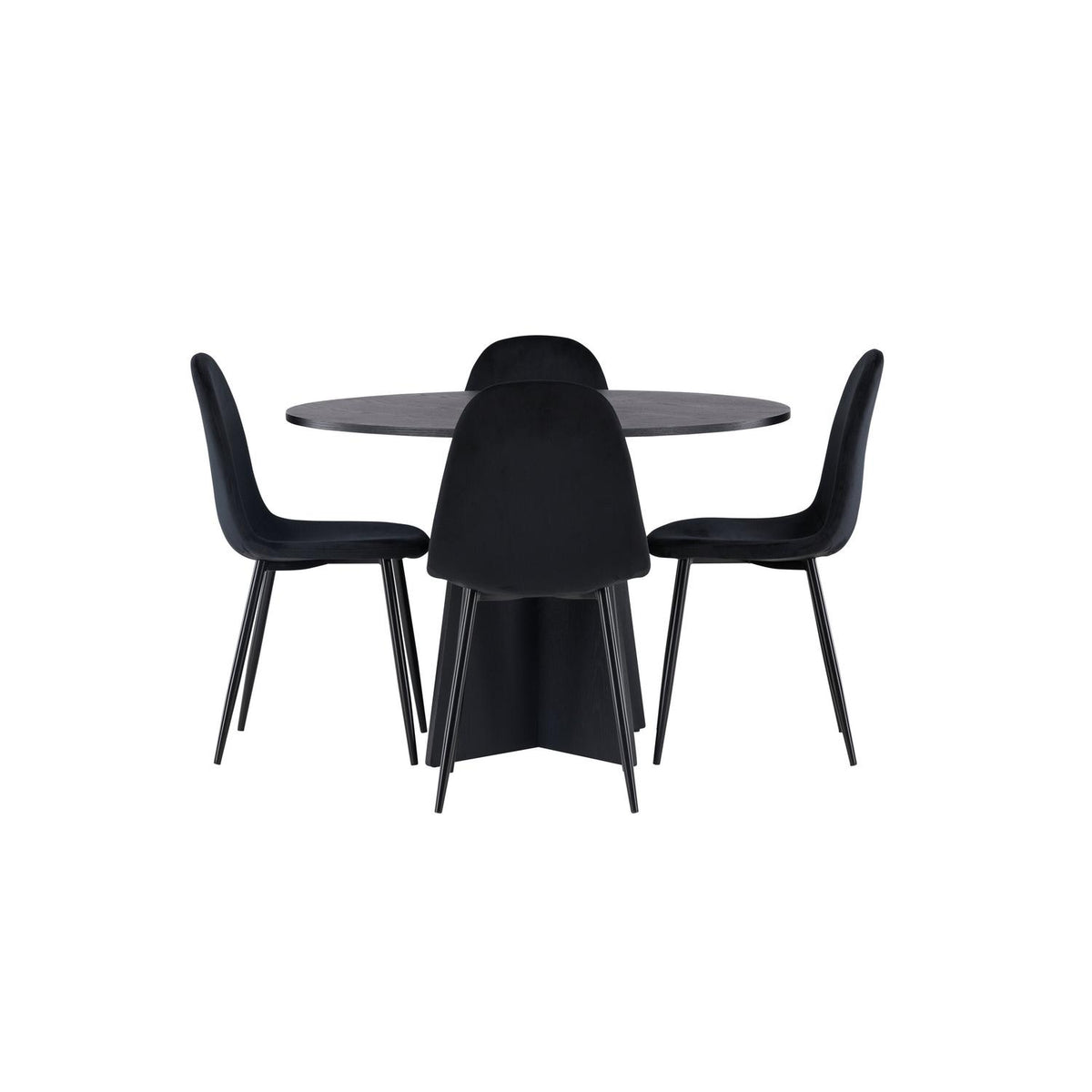 Essgruppe Esstisch Bootcut Ø110cmmit Stühlen Polar aus Samt-Essgruppen-Venture Home-le canapé