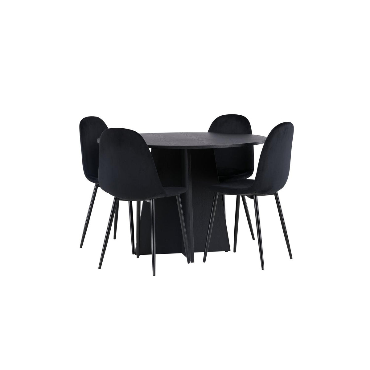 Essgruppe Esstisch Bootcut Ø110cmmit Stühlen Polar aus Samt-Essgruppen-Venture Home-le canapé