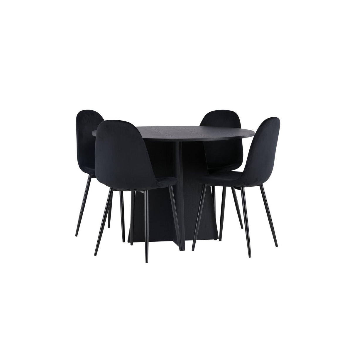 Essgruppe Esstisch Bootcut Ø110cmmit Stühlen Polar aus Samt-Essgruppen-Venture Home-le canapé