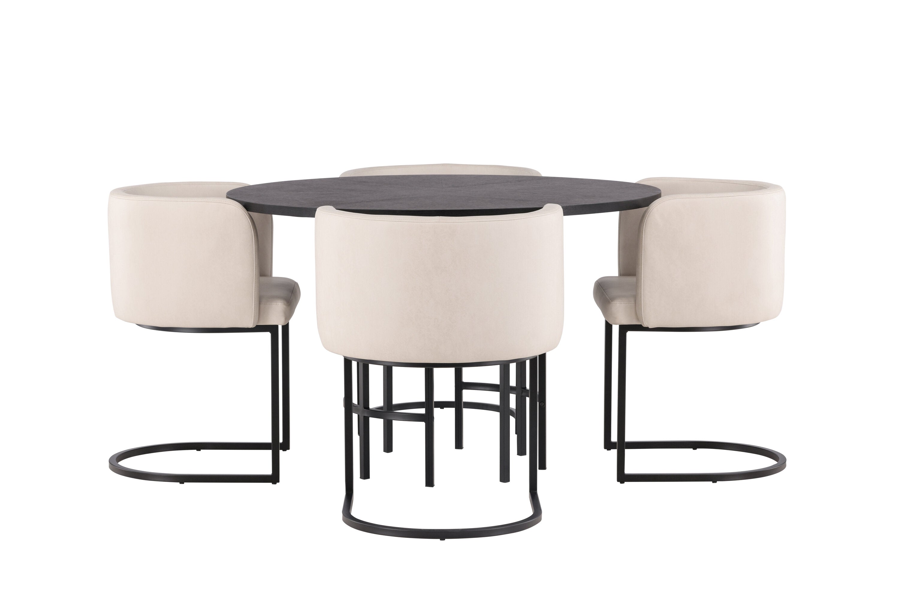 Essgruppe Esstisch Copenhagen ⌀115cm mit Stühlen Simrishamn - Beige-Essgruppen-Venture Home-le canapé