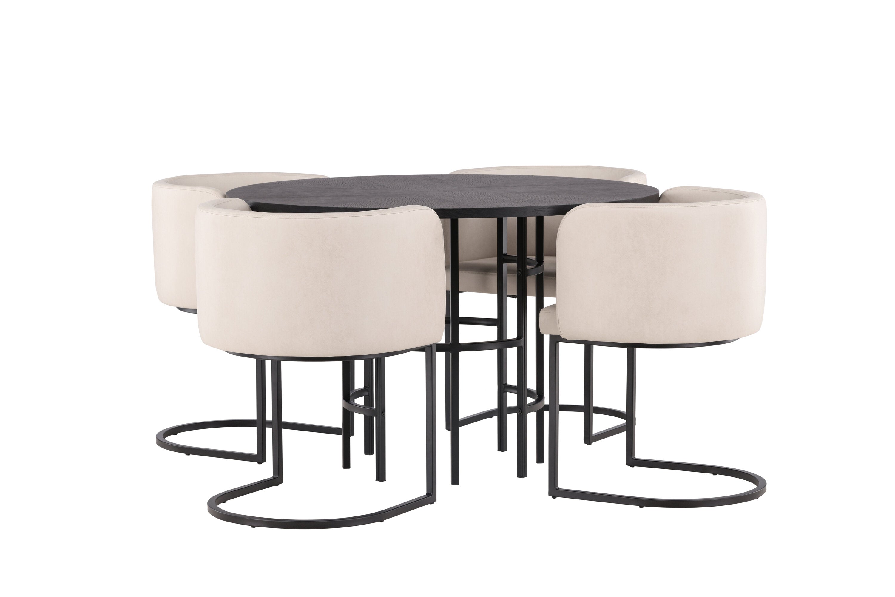 Essgruppe Esstisch Copenhagen ⌀115cm mit Stühlen Simrishamn - Beige-Essgruppen-Venture Home-le canapé