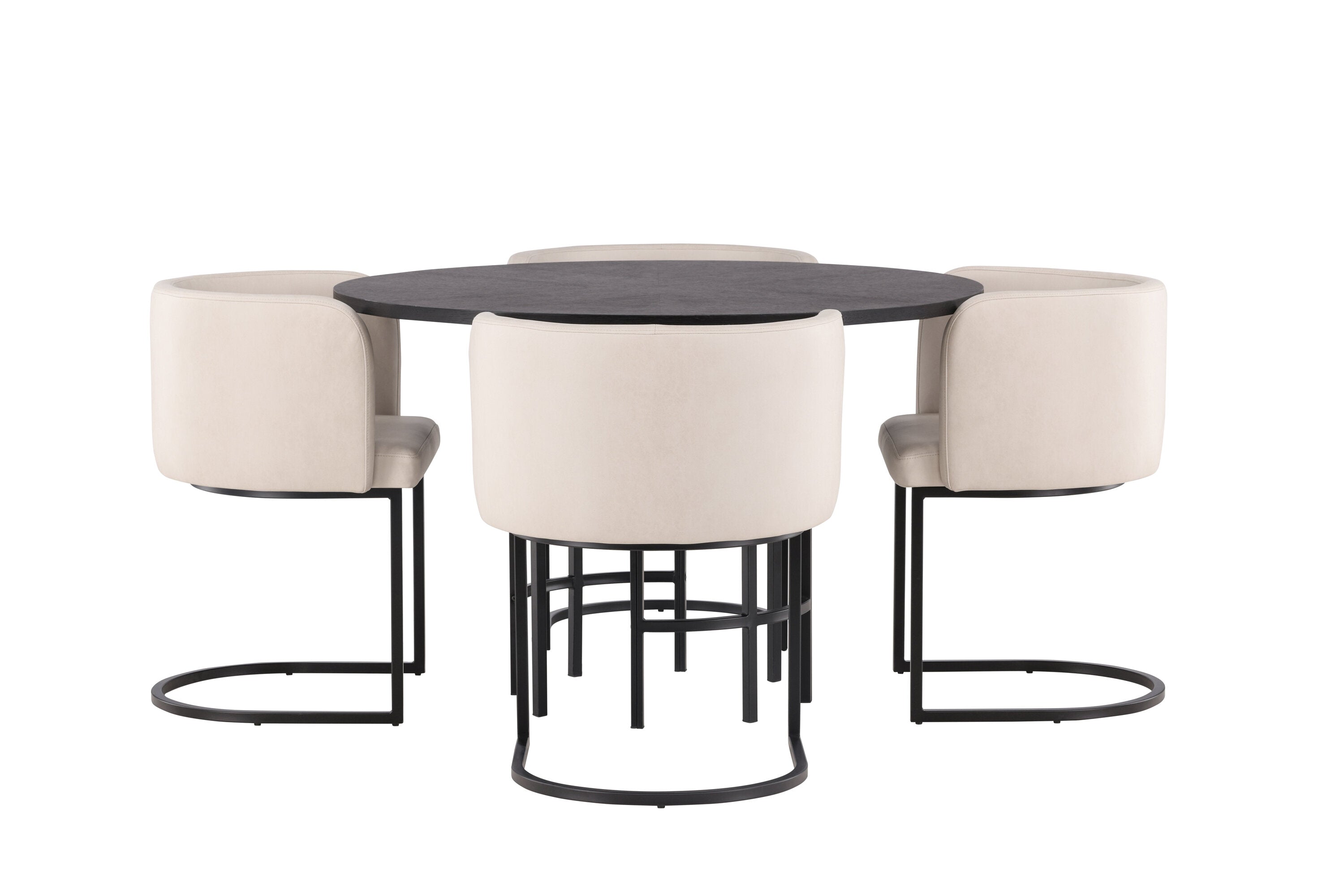 Essgruppe Esstisch Copenhagen ⌀115cm mit Stühlen Simrishamn - Beige-Essgruppen-Venture Home-le canapé