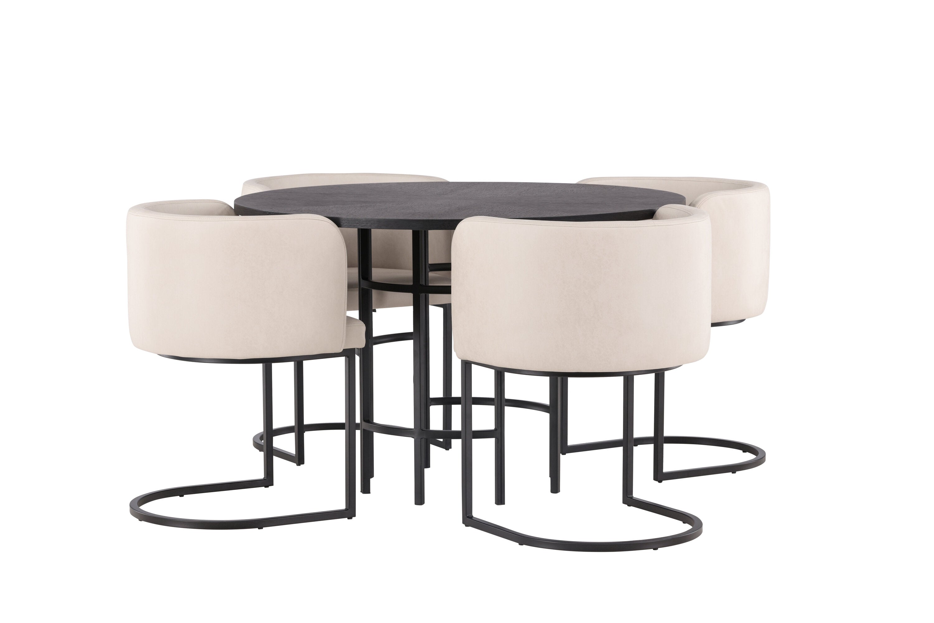 Essgruppe Esstisch Copenhagen ⌀115cm mit Stühlen Simrishamn - Beige-Essgruppen-Venture Home-le canapé