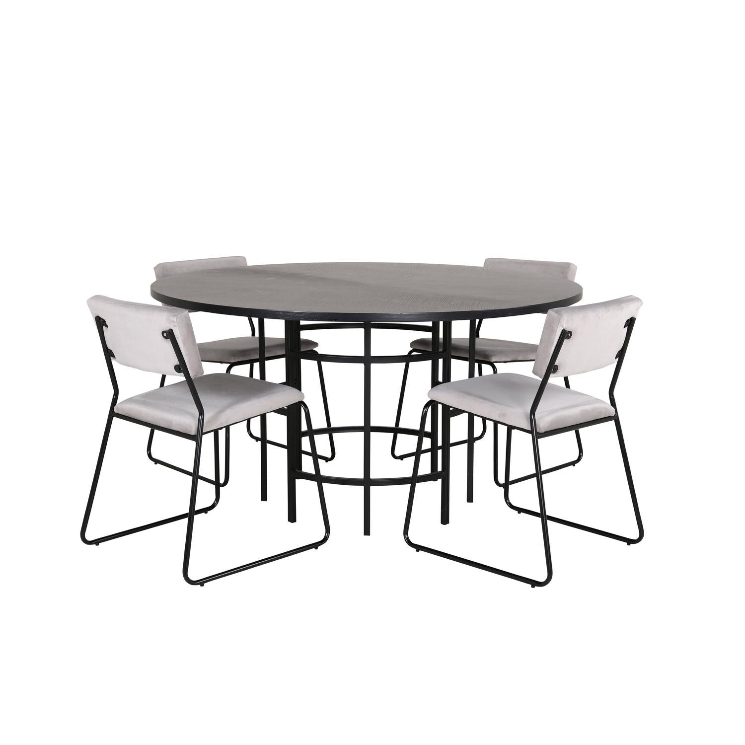 Essgruppe Esstisch Copenhagen ⌀140cm mit Stühlen Kenth - Grau-Essgruppen-Venture Home-le canapé