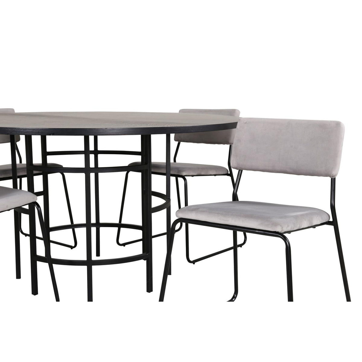 Essgruppe Esstisch Copenhagen Ø140cm mit Stühlen Kenth aus Samt-Essgruppen-Venture Home-le canapé